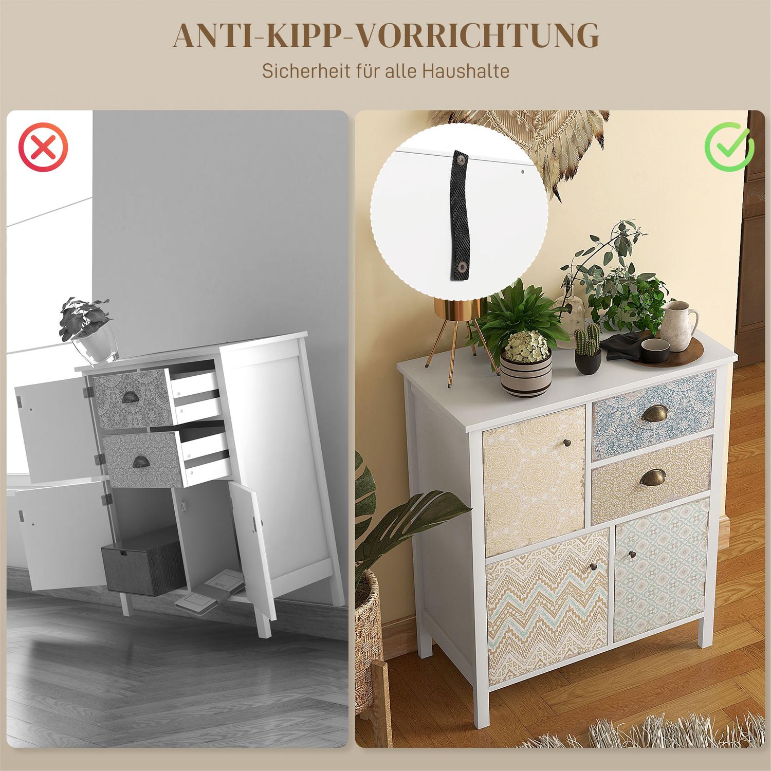 Vit byrå – 2 lådor, 3 fack, lutningsskydd