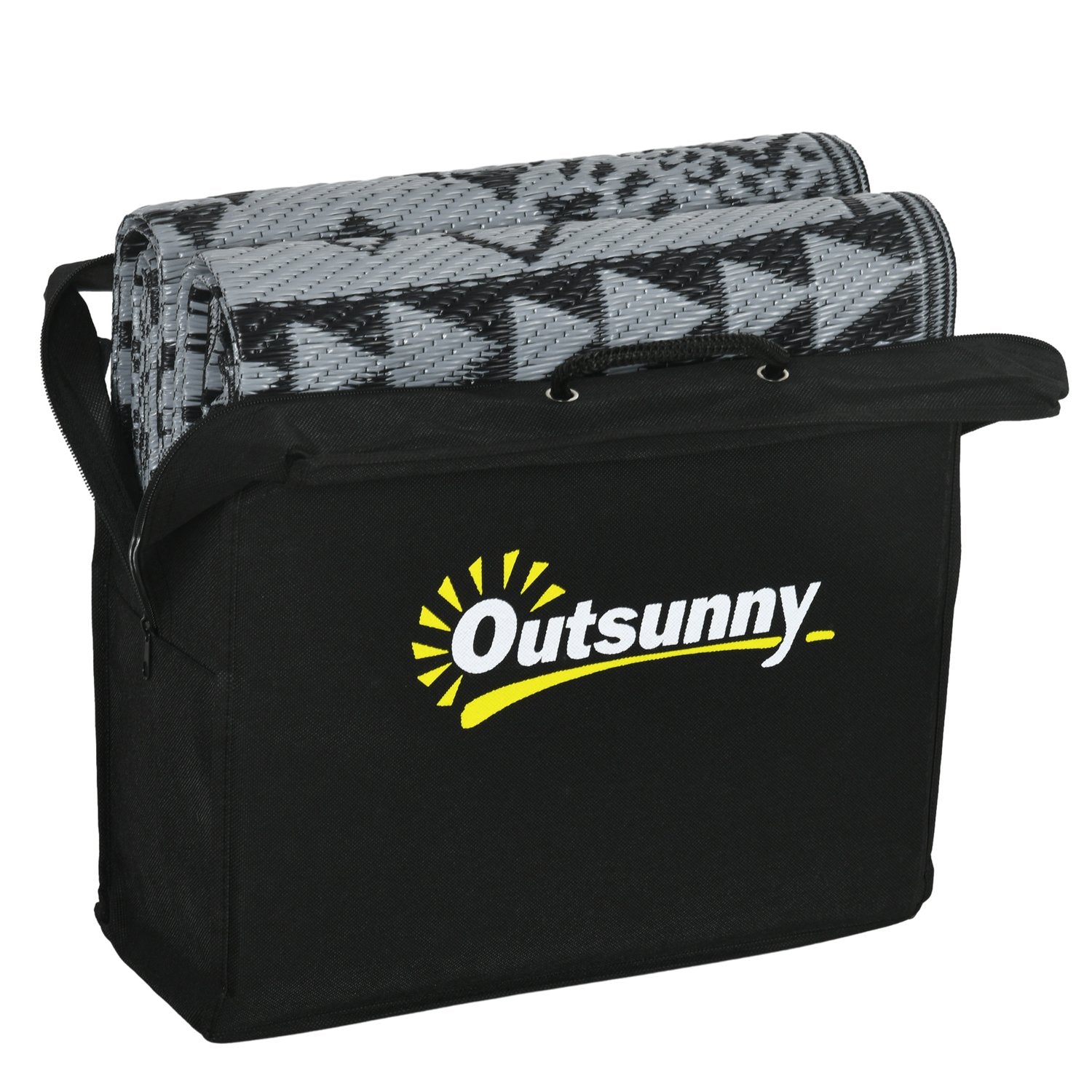 Vändbar utomhusmatta, vattenavvisande, 182x274cm, svart/grå