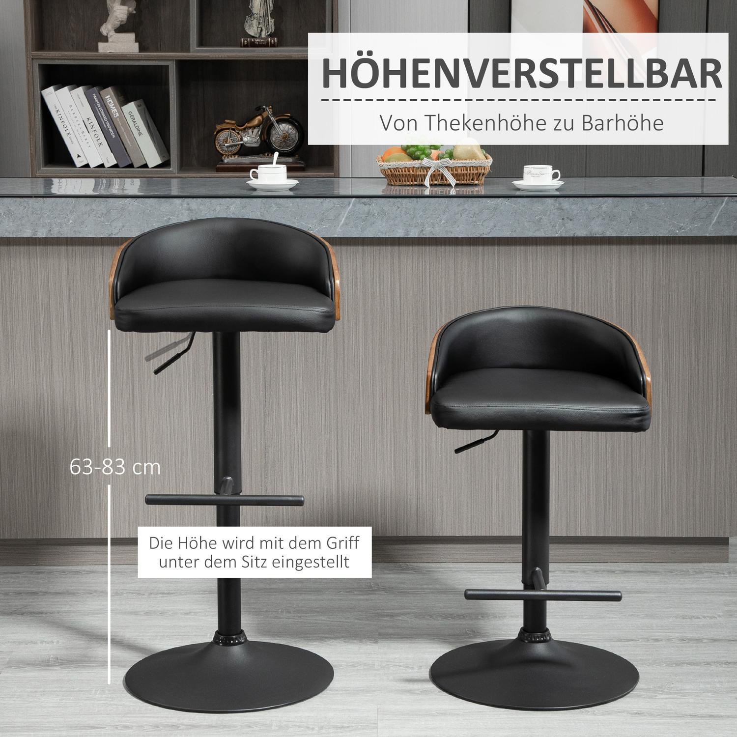 Vridbara barstolar, set med 2, justerbar, konstläder