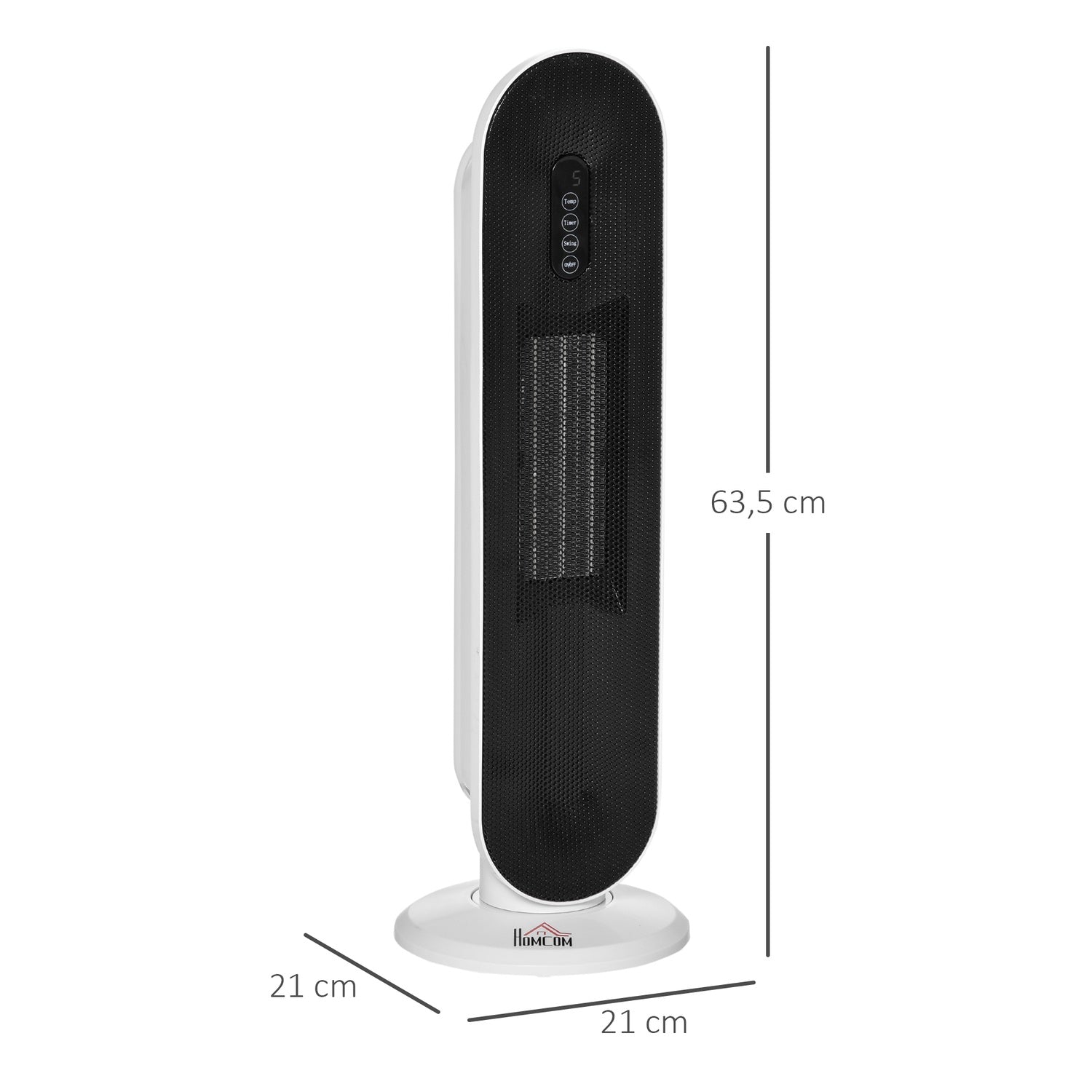 Keramisk tornvärmare, 2000W, Fjärrkontroll & Timer, Oscillerande