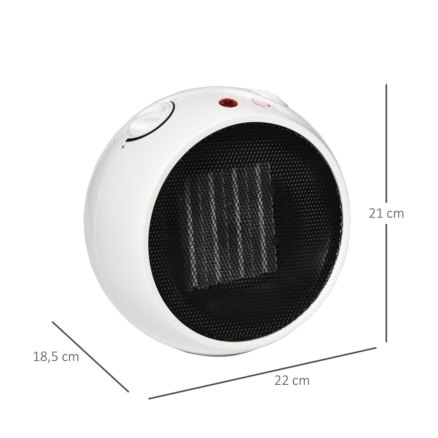 Elektrisk värmefläkt, 900W/1500W, Vit & Svart, Kompakt