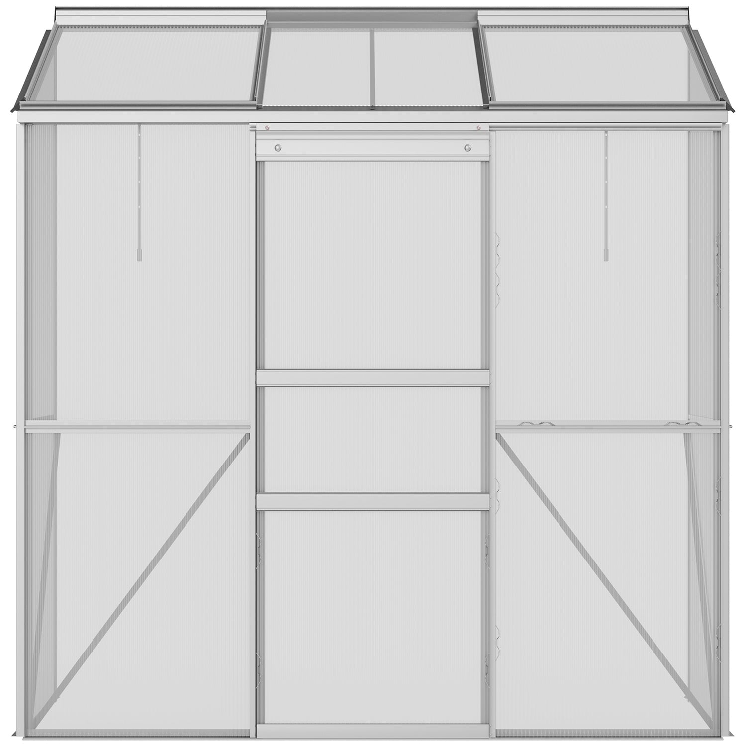 Växthus i polykarbonat med skjutdörr för trädgårdsbruk