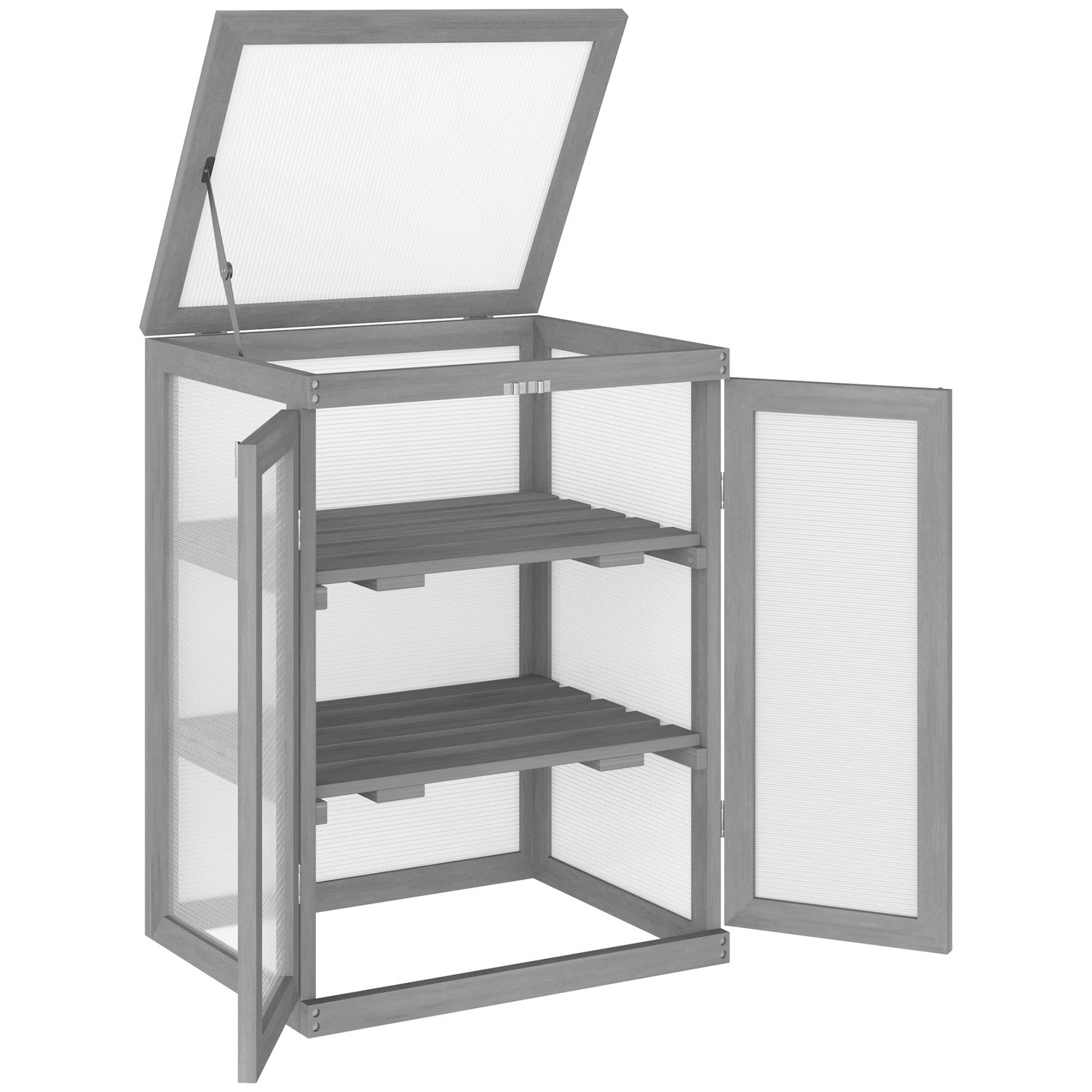 Växthus kall ramlåda, trä & polykarbonat, väderbeständig