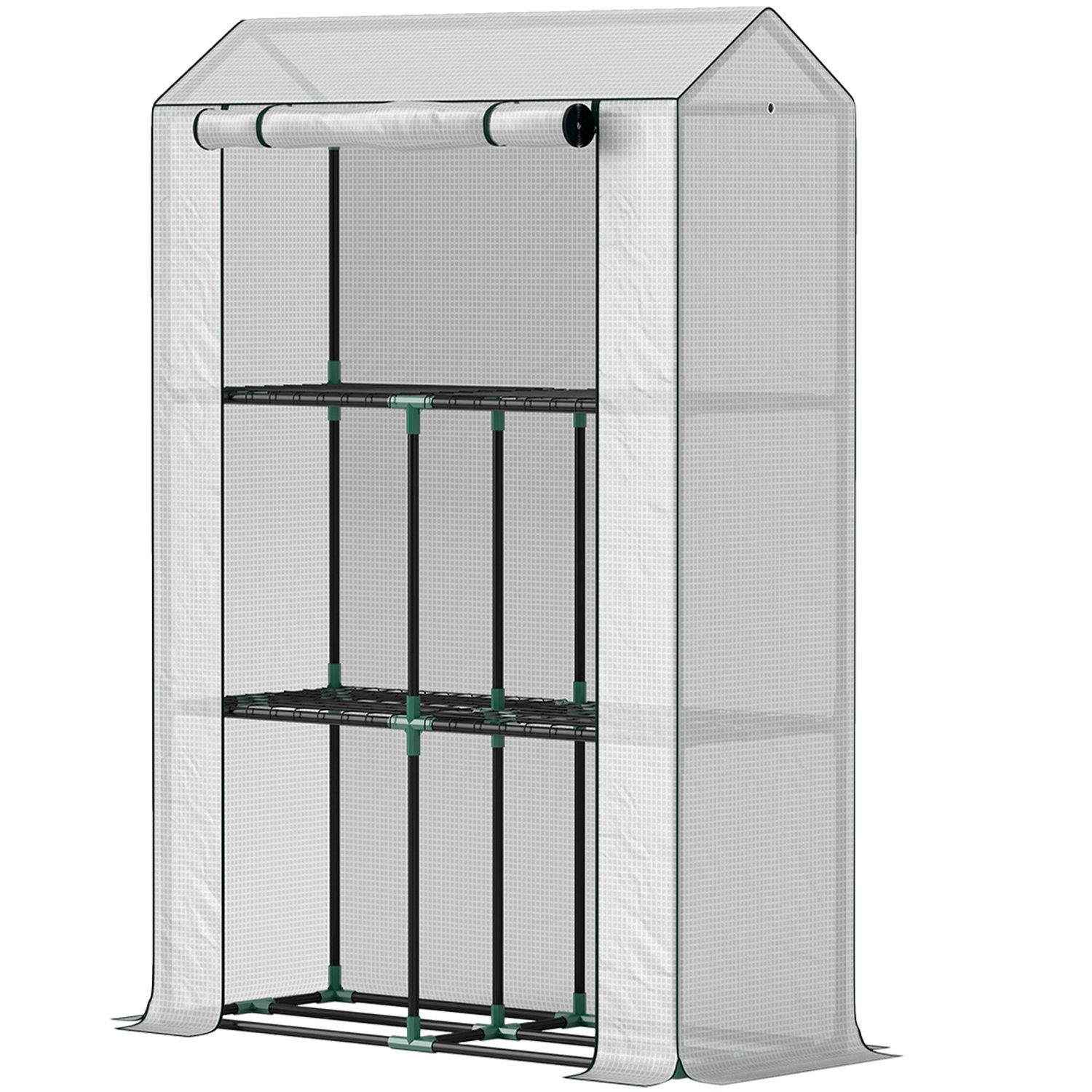 Växthus med hyllor, UV-skydd, vintertät film