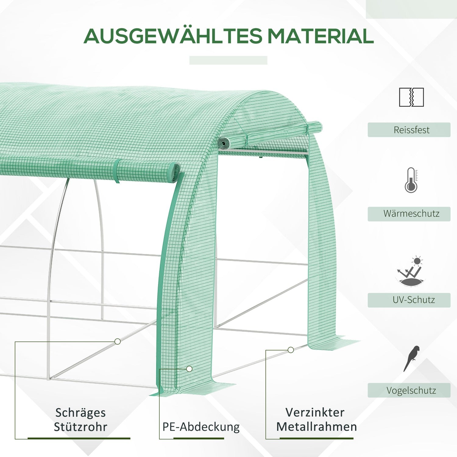 Växthuspolytunnel – Walk-In, UV-skyddad, 3,97x3x2M