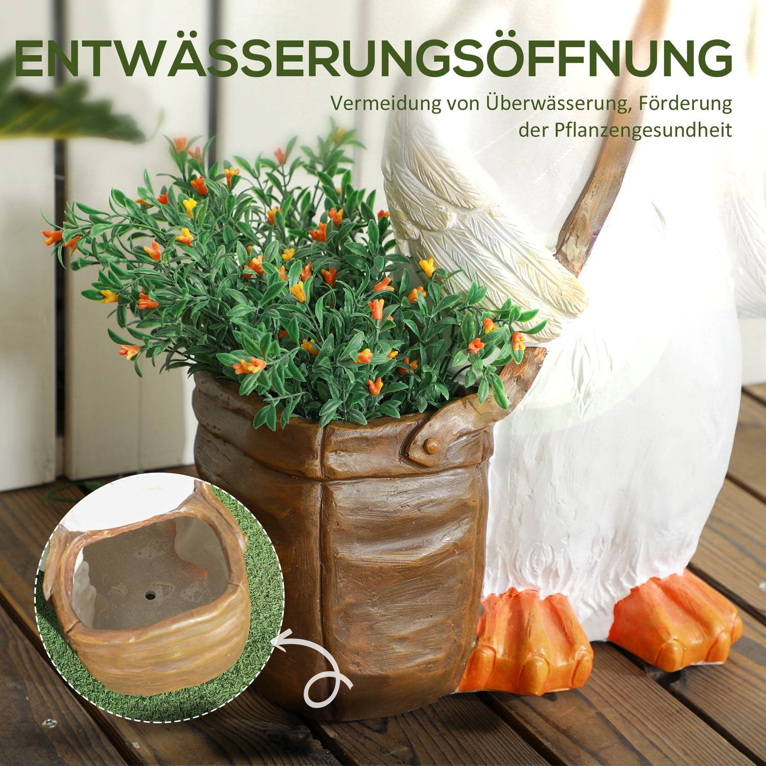Swan Design hartsplanterare med dräneringshål, inomhus/utomhus