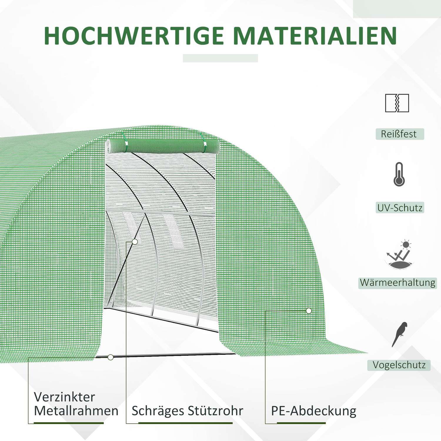 Walk-In Film Växthus 6x3m, Frostskydd, Stålstomme