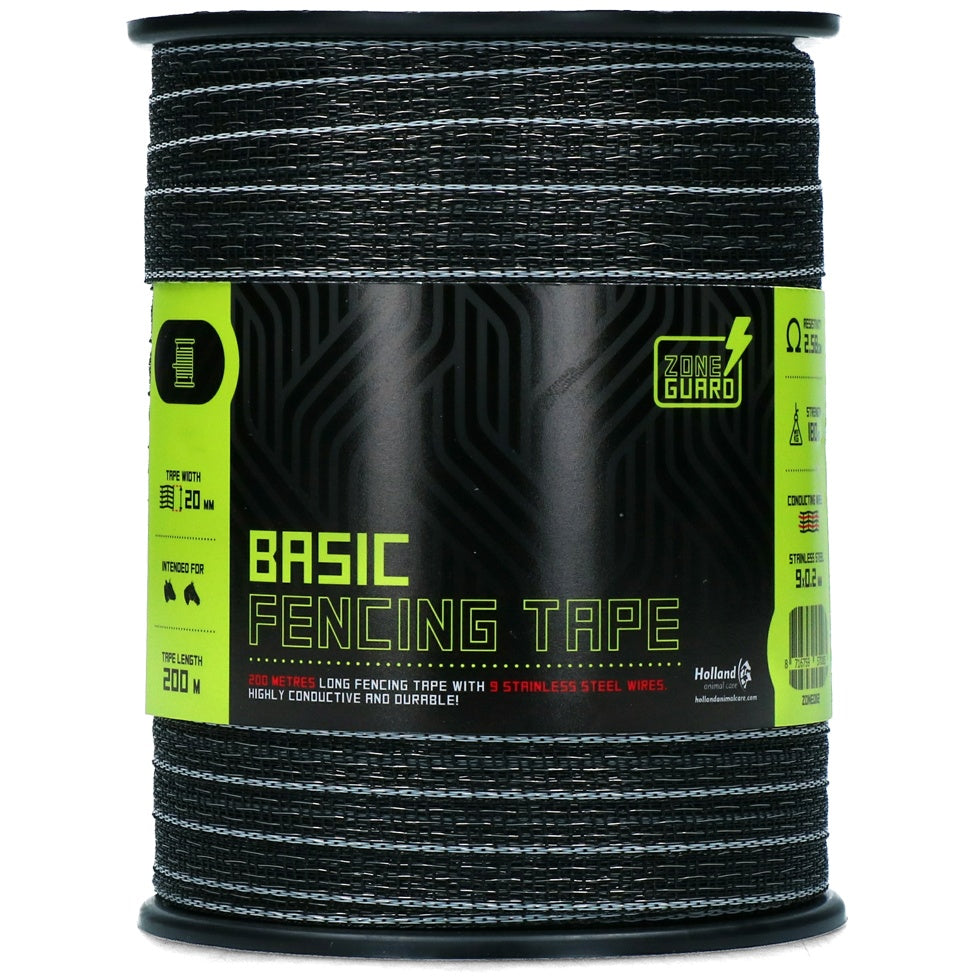ZoneGuard 20 mm Basic stängselband svart 200 m
