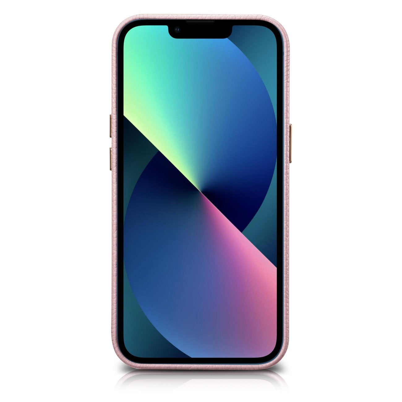 iPhone 14 Plus magnetiskt läderfodral med MagSafe Litchi Premium läderfodral rosa