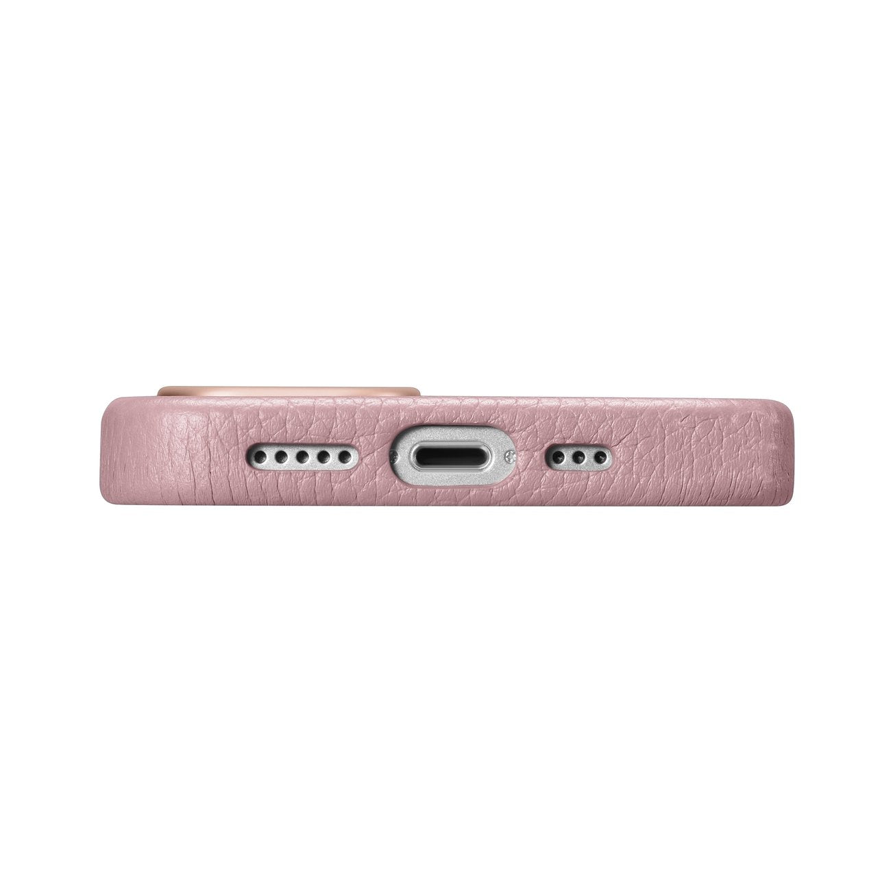 iPhone 14 Plus magnetiskt läderfodral med MagSafe Litchi Premium läderfodral rosa