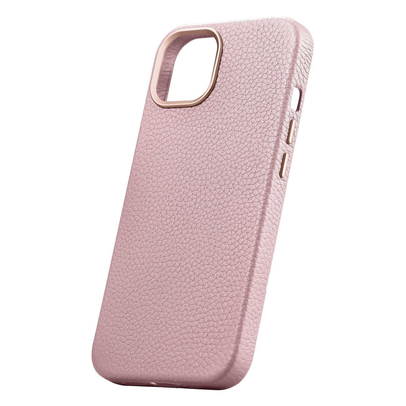 iPhone 14 Plus magnetiskt läderfodral med MagSafe Litchi Premium läderfodral rosa