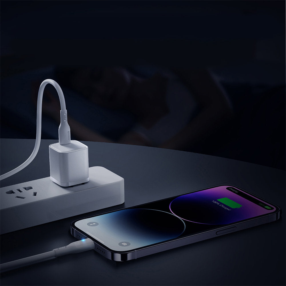 iPhone-kabel med LED-indikator USB-C - Lightning 20W 2m vit