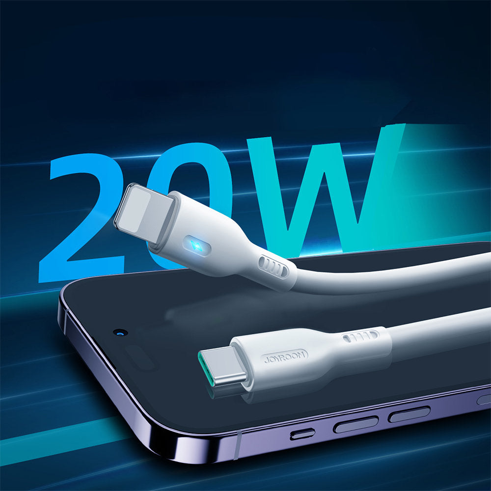 iPhone-kabel med LED-indikator USB-C - Lightning 20W 2m vit