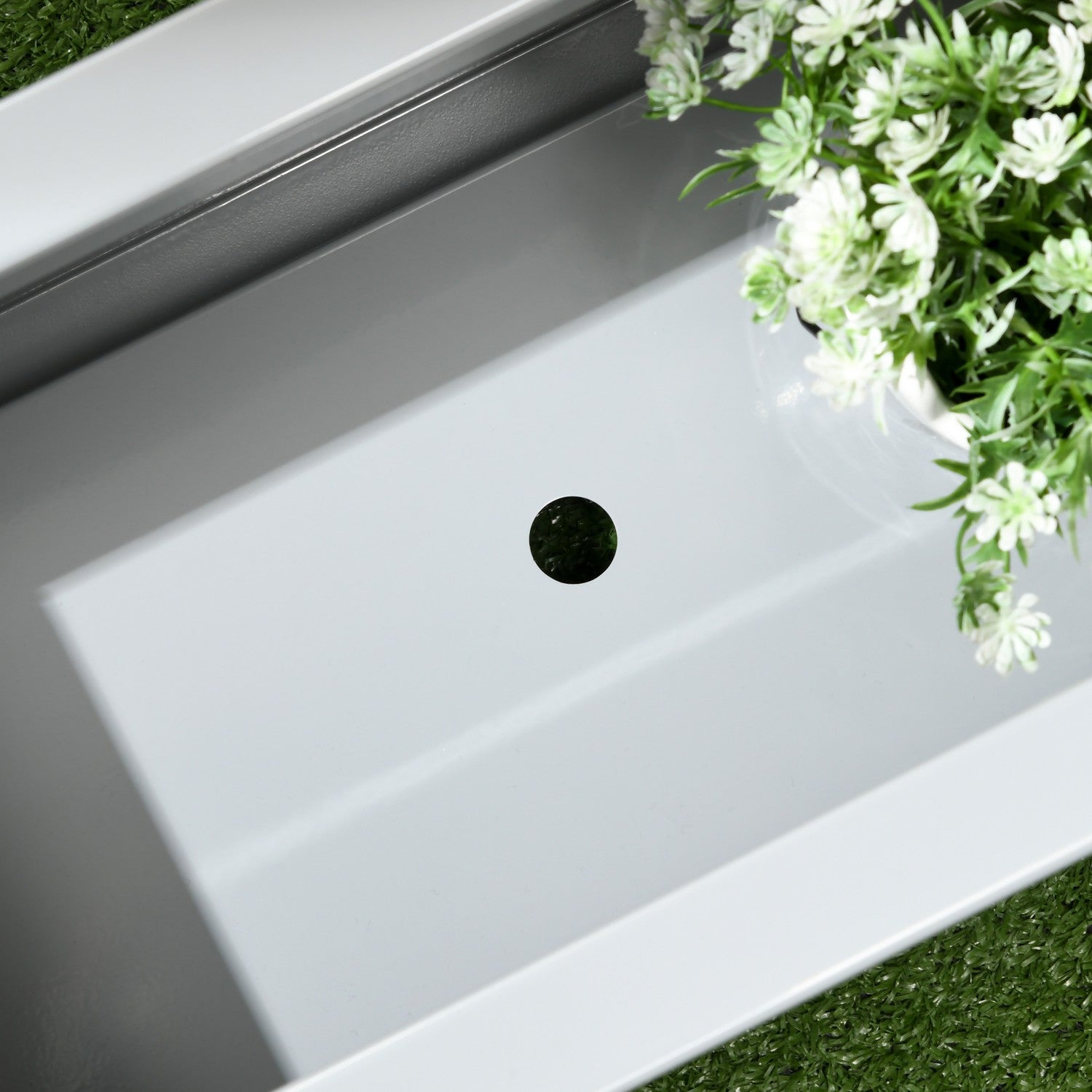 Örtkruka i stål – Grå 91x22x22 cm för balkong