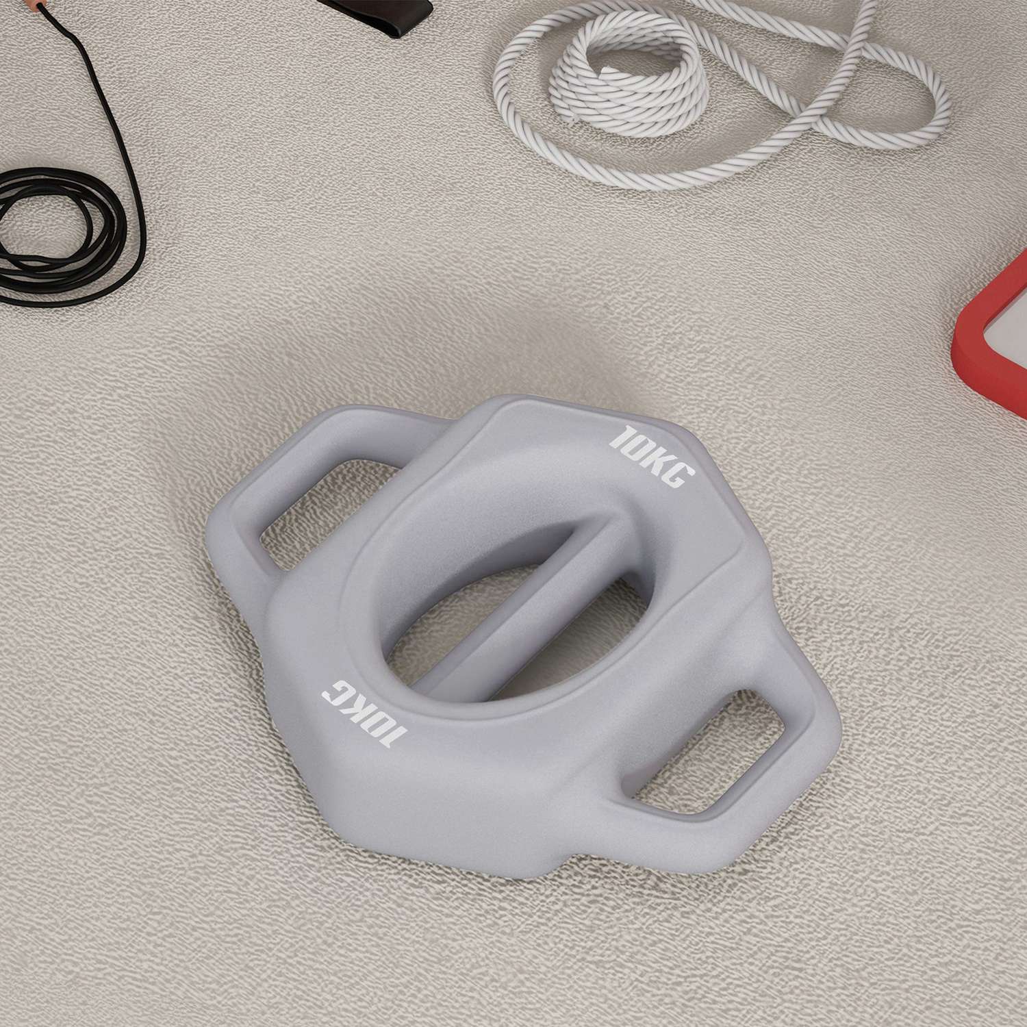 10 kg multifunktionshantelset, golvvänlig grå