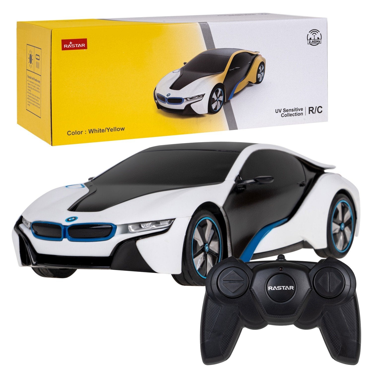 1:24 BMW i8 R/C bil med LED-ljus & gummihjul