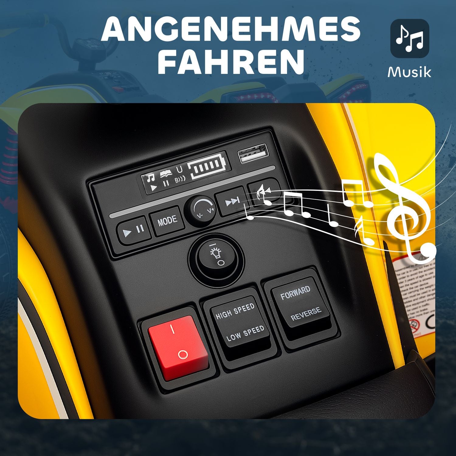 12V Elektrisk Quad för barn med upphängning och LED-lampor