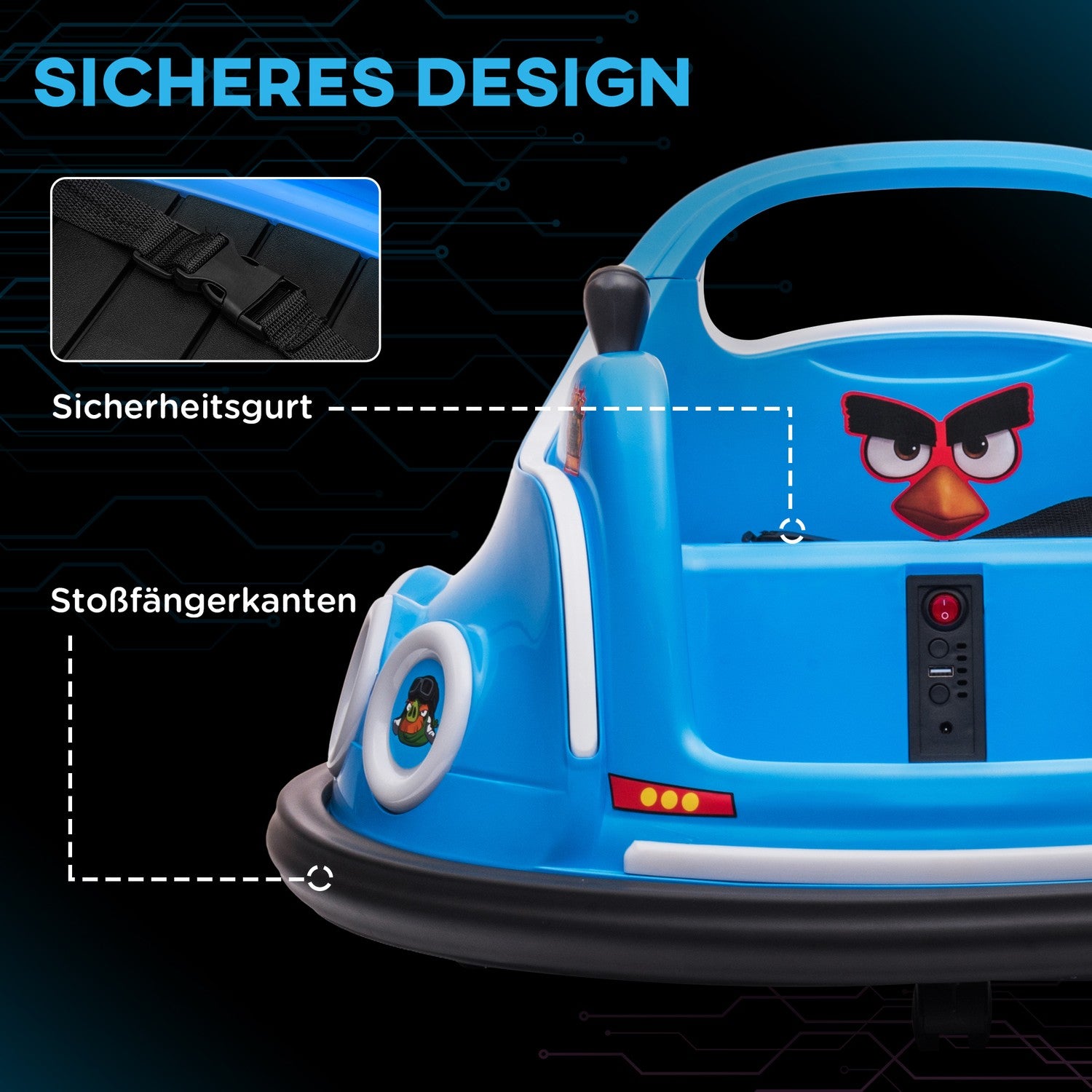12V Kids Electric Bumper Car, Fjärrkontroll, 360° Spin