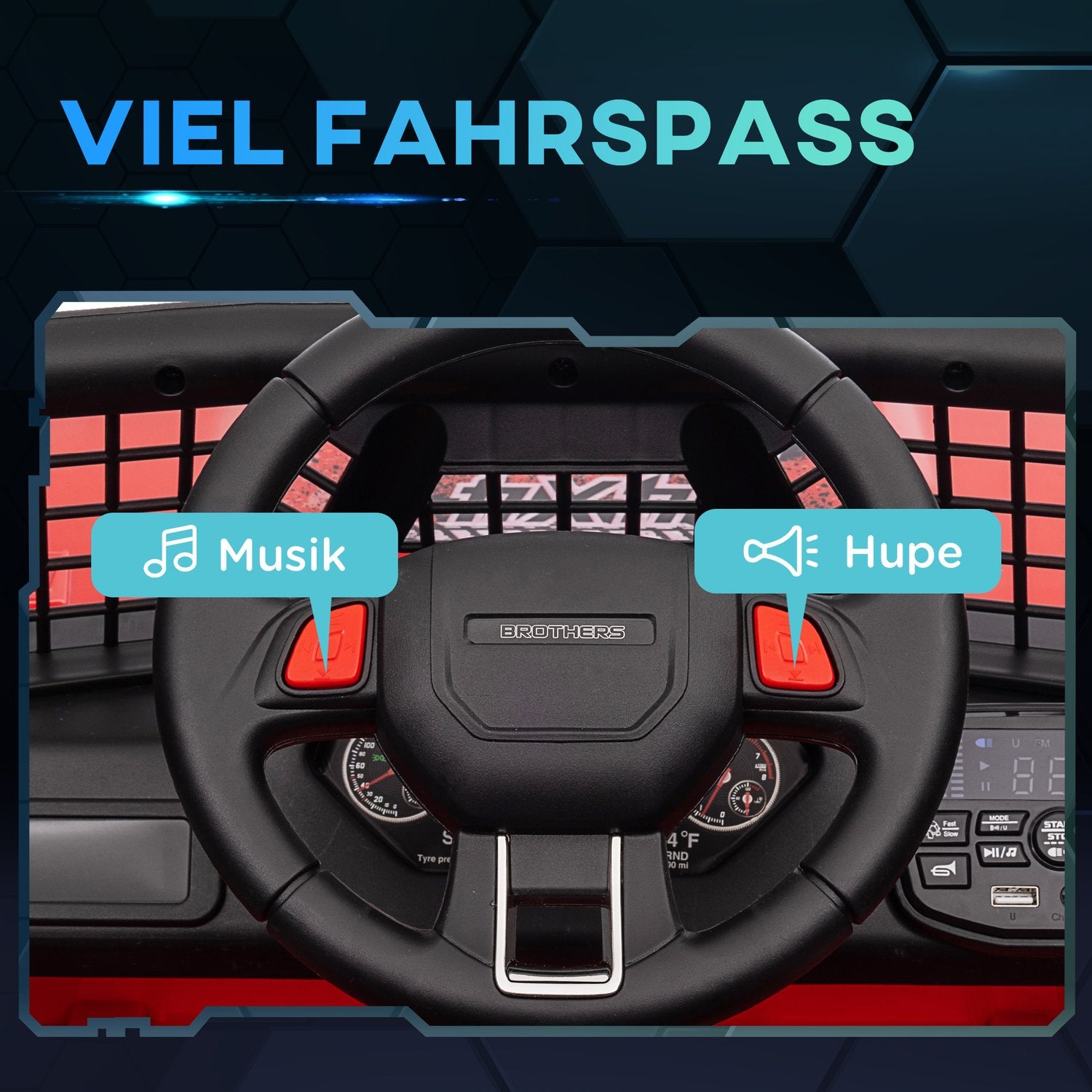 12V elbil för barn, terräng med musik och fjärrkontroll