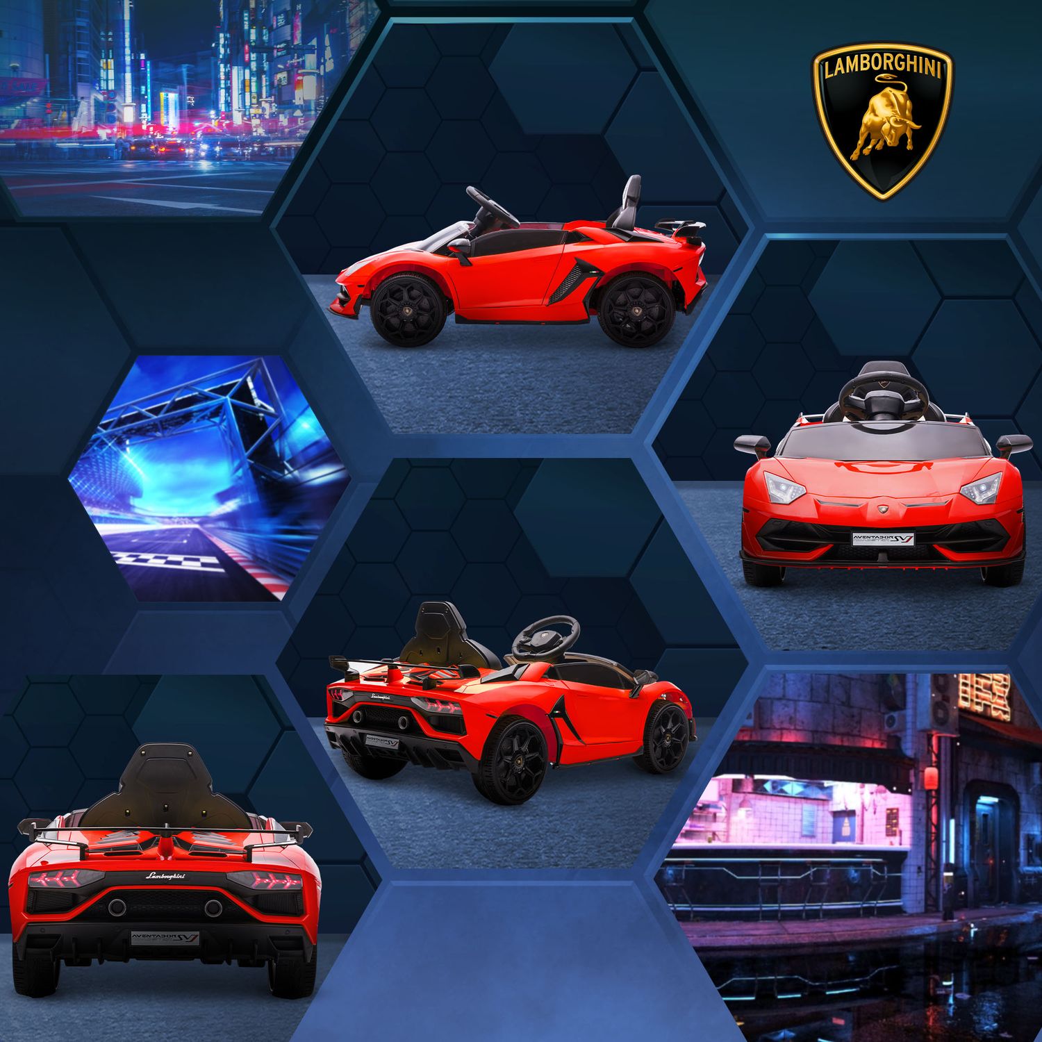 12V elektrisk barnbil med fjärrkontroll, MP3, lampor, signalhorn