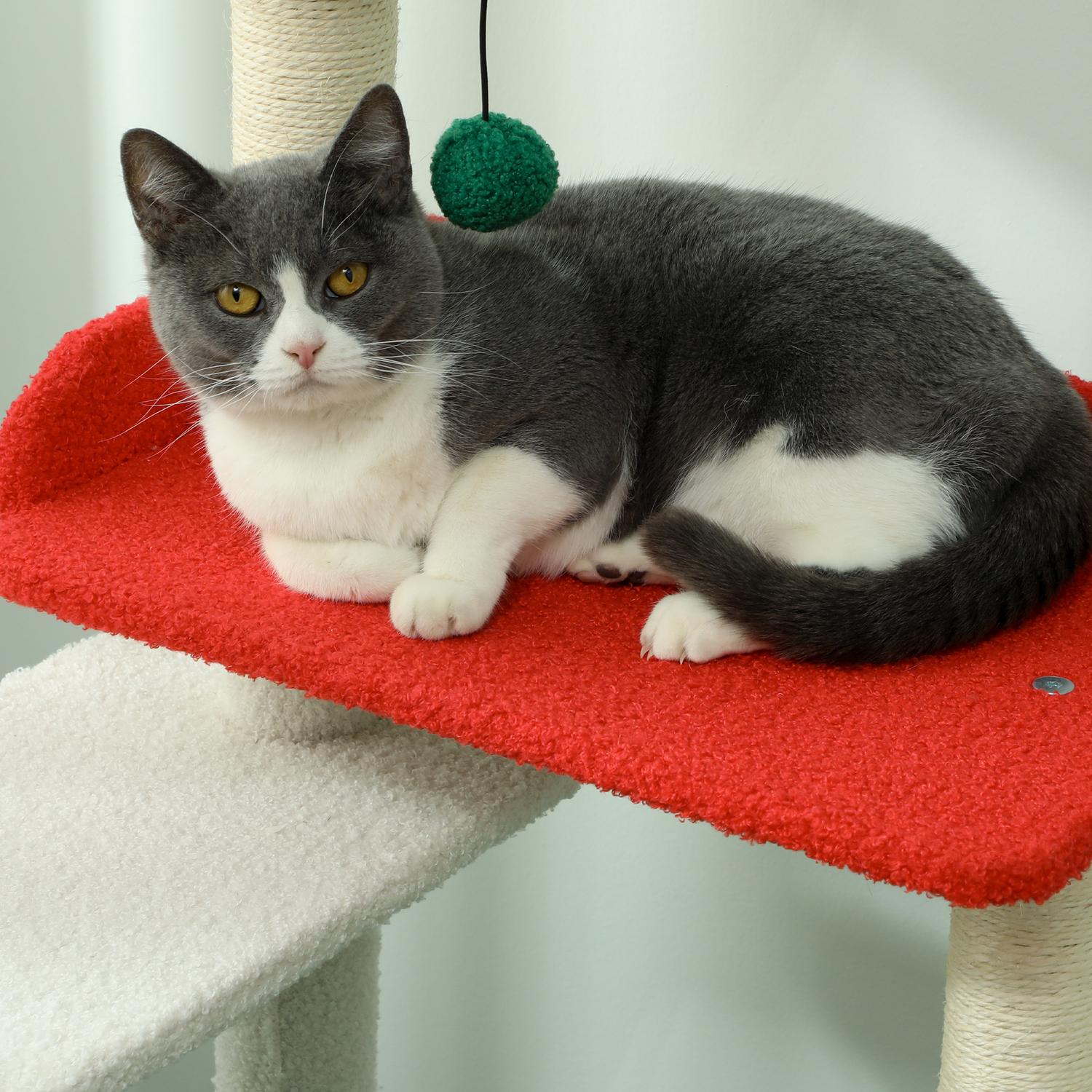 135 cm kattträd med sisalstolpe & grotta – flerfärgad