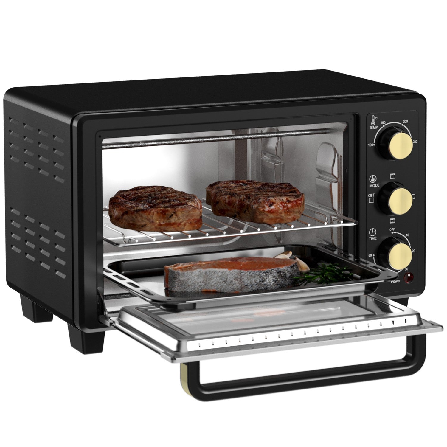 16L Miniugn, 1400W, Grill & Bakplåt, Svart