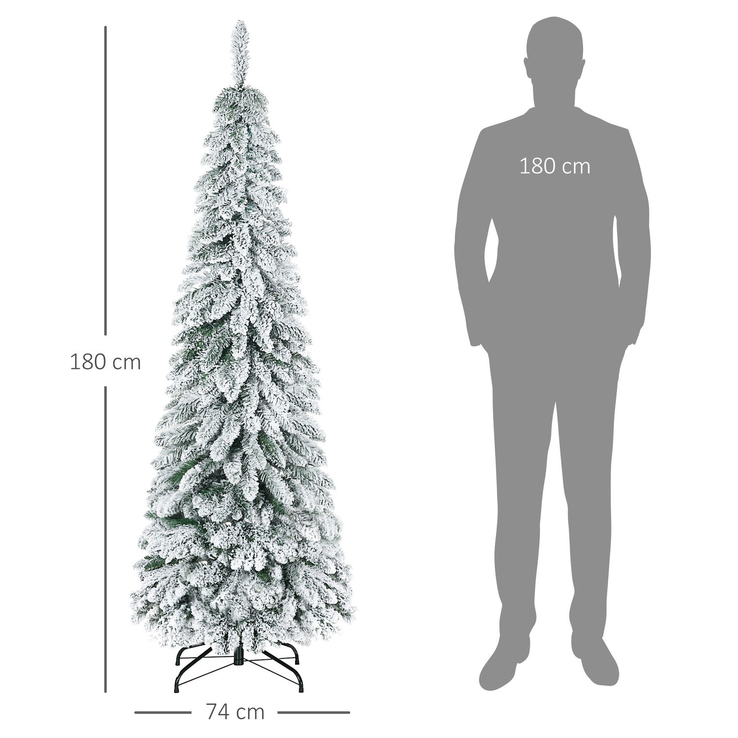 180cm umělý vánoční stromek se sněhem a podstavcem