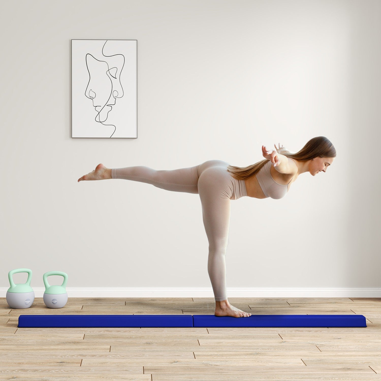 236 cm halkfri vikbar balansbalk för barn, inomhus/utomhus