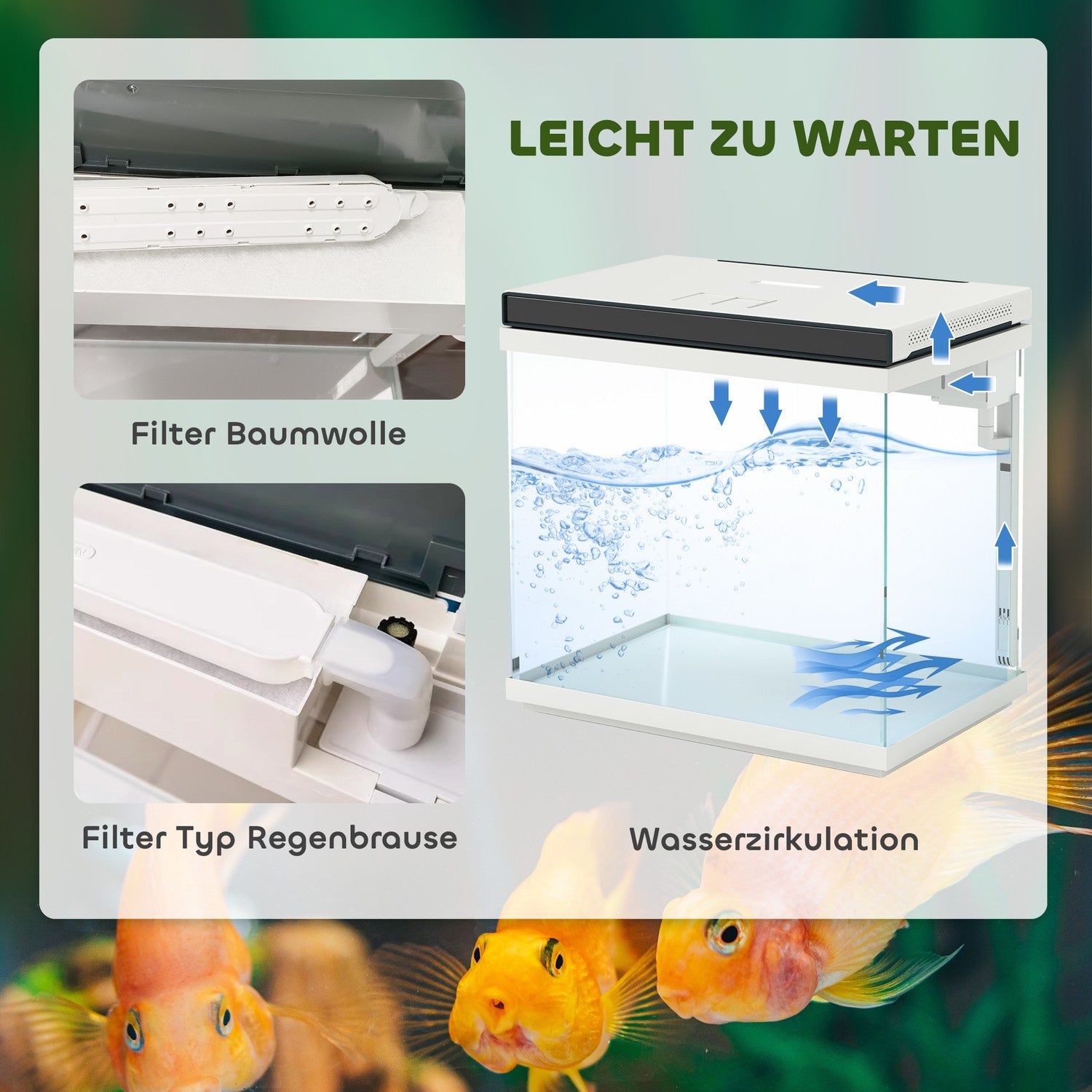 26L fisktank med LED-ljus, filter och vattenpump
