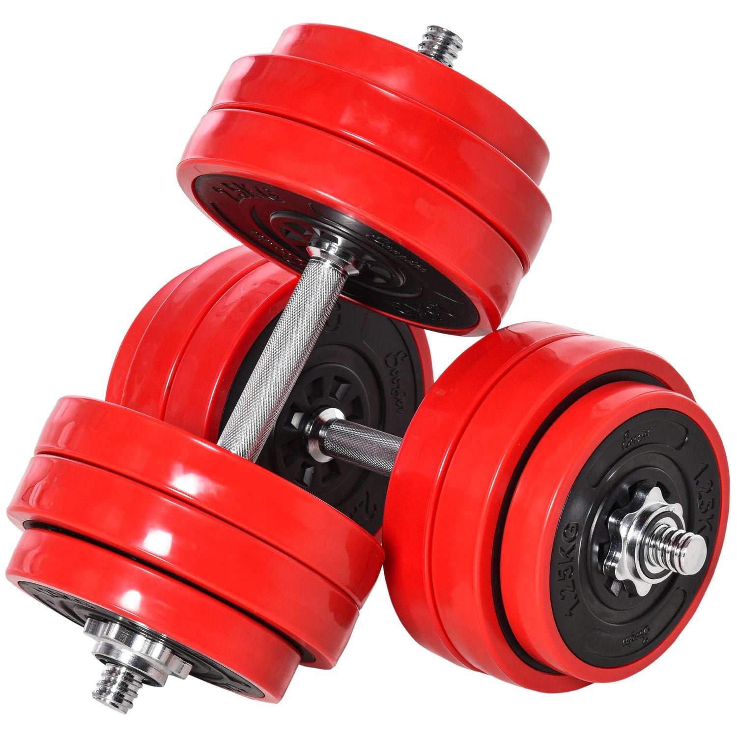 Justerbar 2-i-1 hantelset, 20/30 kg, stål & PP-plast