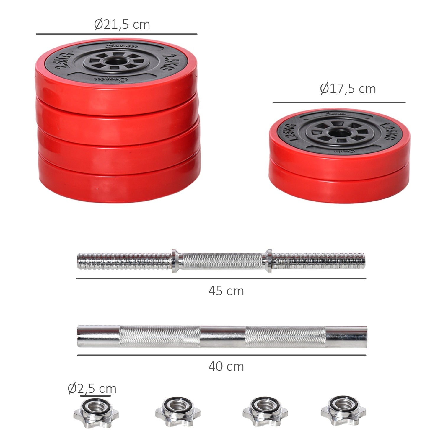 Justerbar 2-i-1 hantelset, 20/30 kg, stål & PP-plast