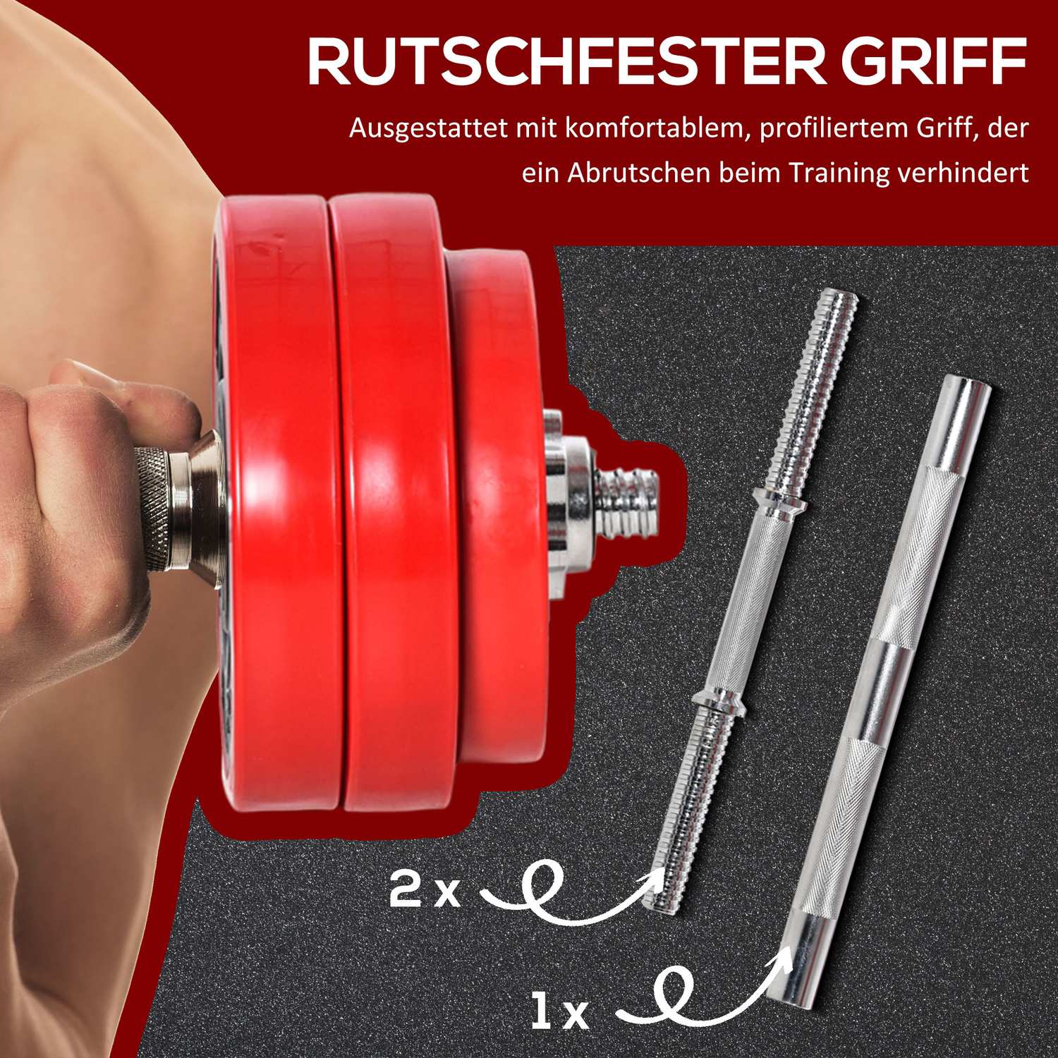Justerbar 2-i-1 hantelset, 20/30 kg, stål & PP-plast