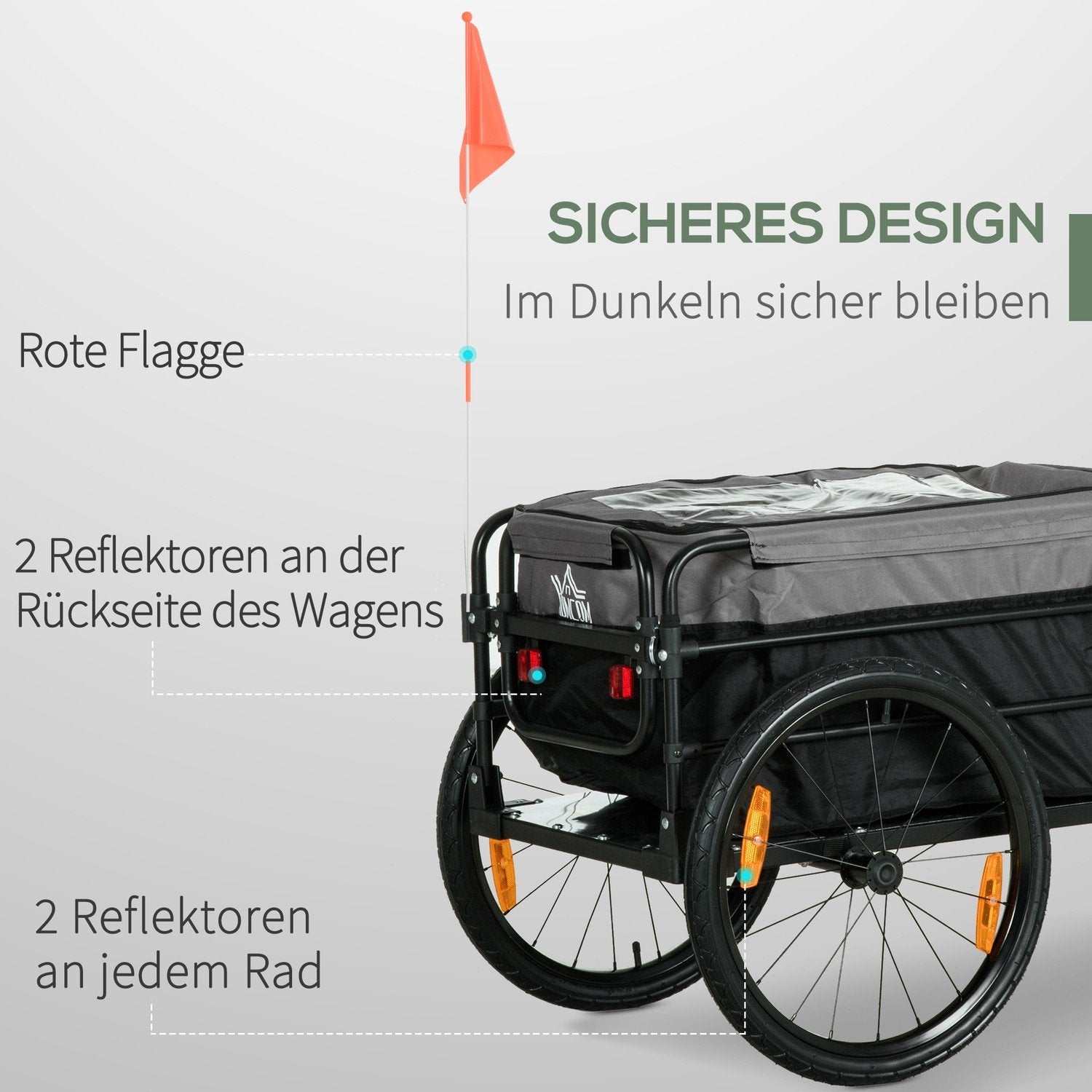 2-I-1 Cykelsläp Lastvagnstransportvagn För Cykel Med 20 Tums Pneumatiska Däck 40 Kg Lastkapacitet 130 X 64 X 64/103 Cm