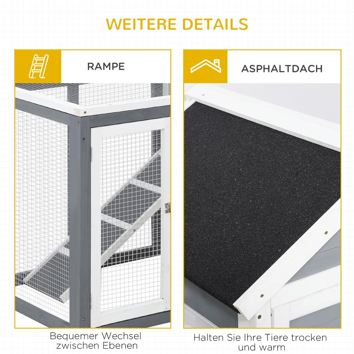 Kaninbur Smådjursbur 122X62,6X92Cm Smådjurshus Dvärgkaninbur Avtagbar Golvbricka Och Ramp