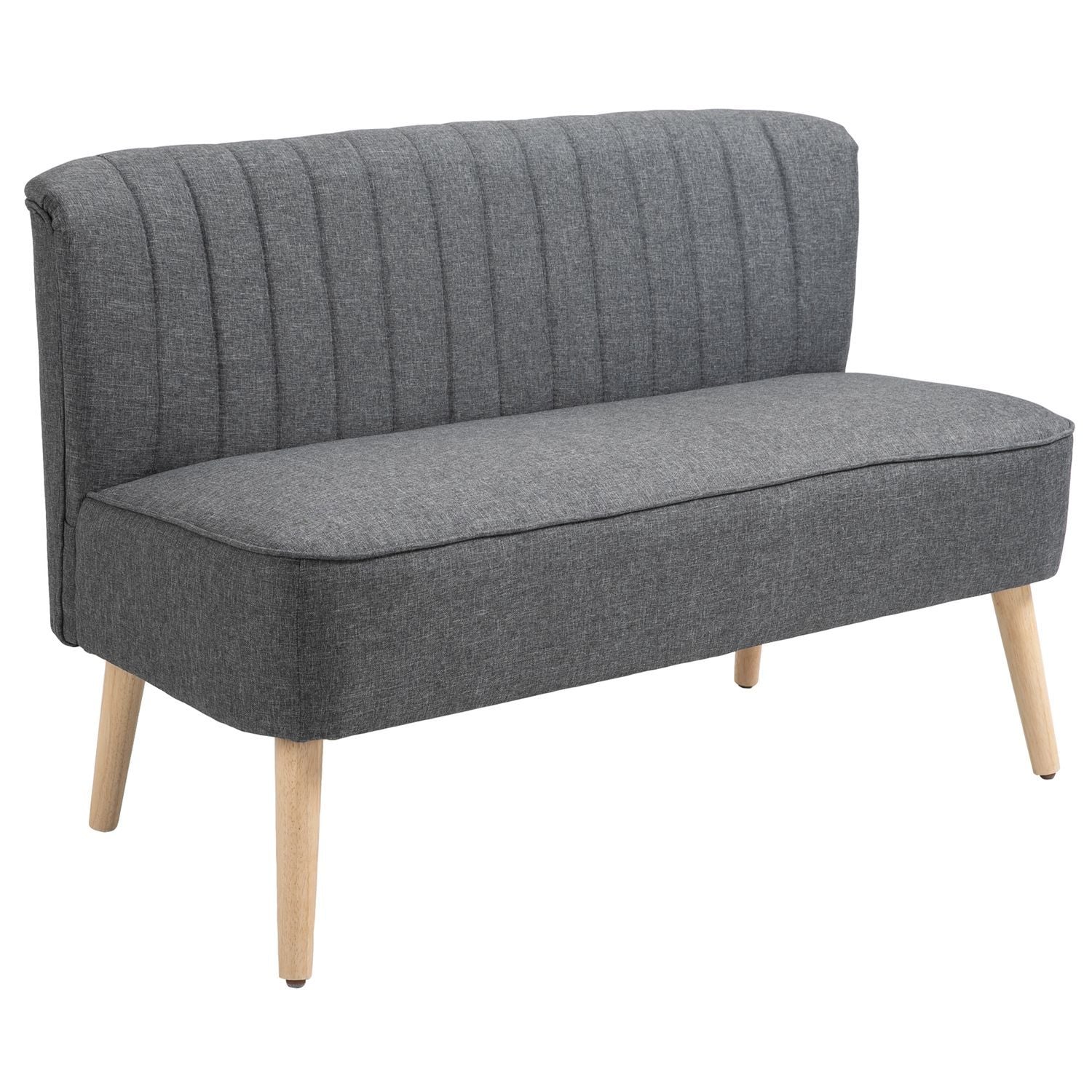 2-Sits Tygsoffa Stoppad Soffa Sittgrupp Lounge Soffa Träskum Mörkgrå 117 X 56,5 X 77 Cm