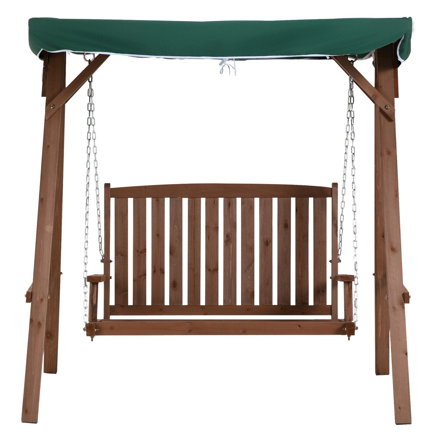 Garden Swing För 2 Personer, Hollywood-Gunga, Gungbänk Med Tak, Massivt Trä, Grön, 160 X 120 X 165 Cm