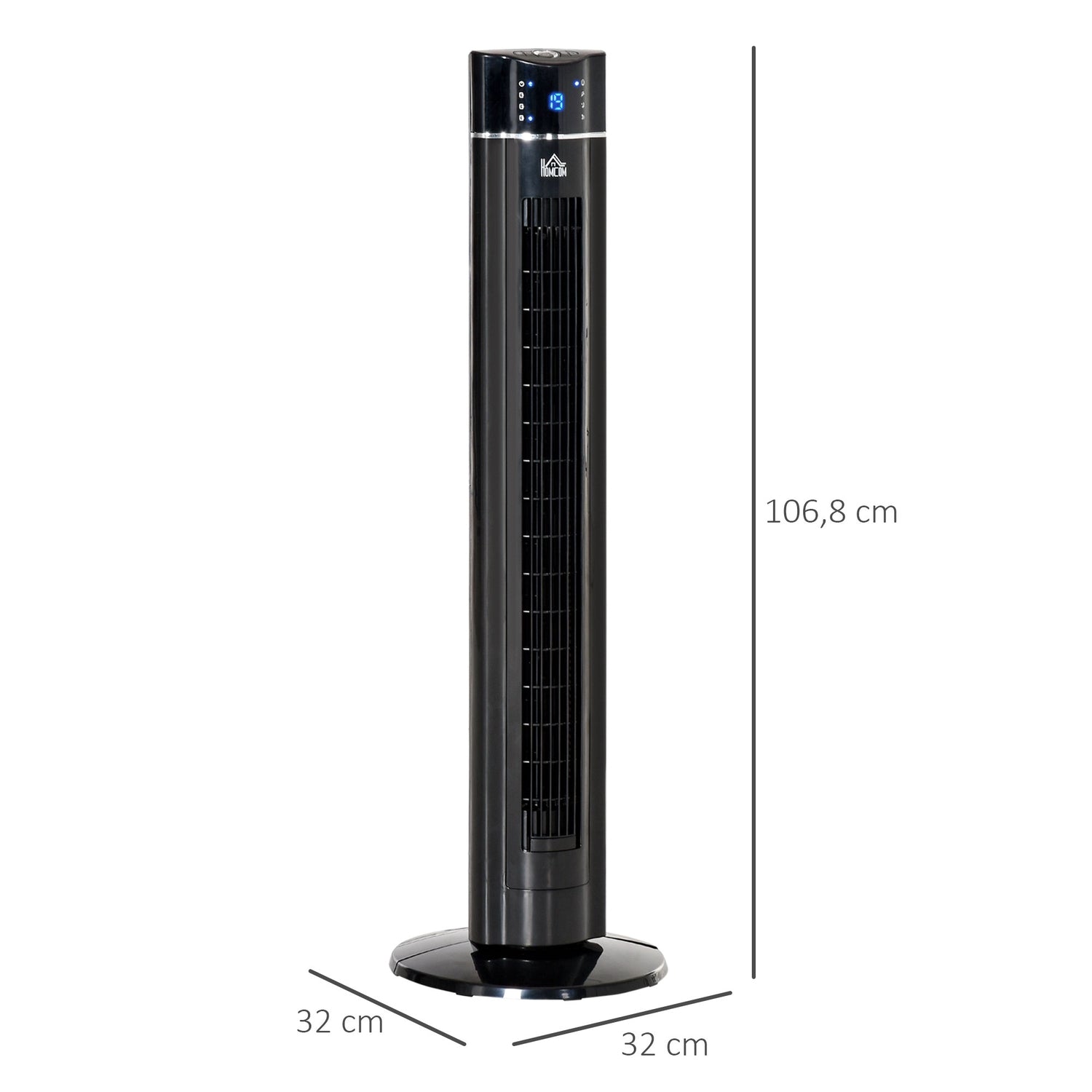 2-i-1 Tower & Stand Fläkt, Fjärrkontroll, Timer, Svart