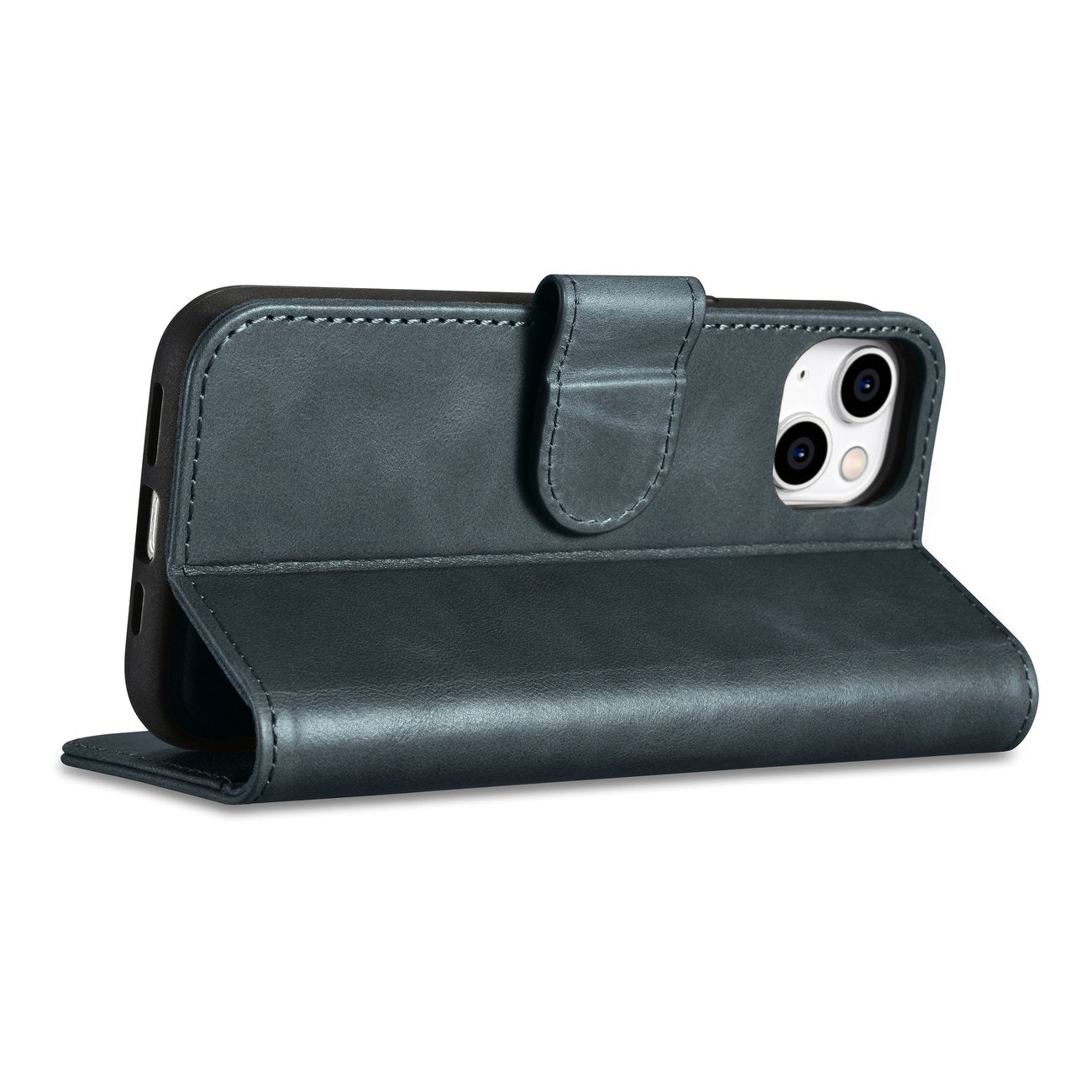 2-i-1 läder Flip Cover iPhone 14 Plus Anti-RFID oljevax plånboksfodral Blå