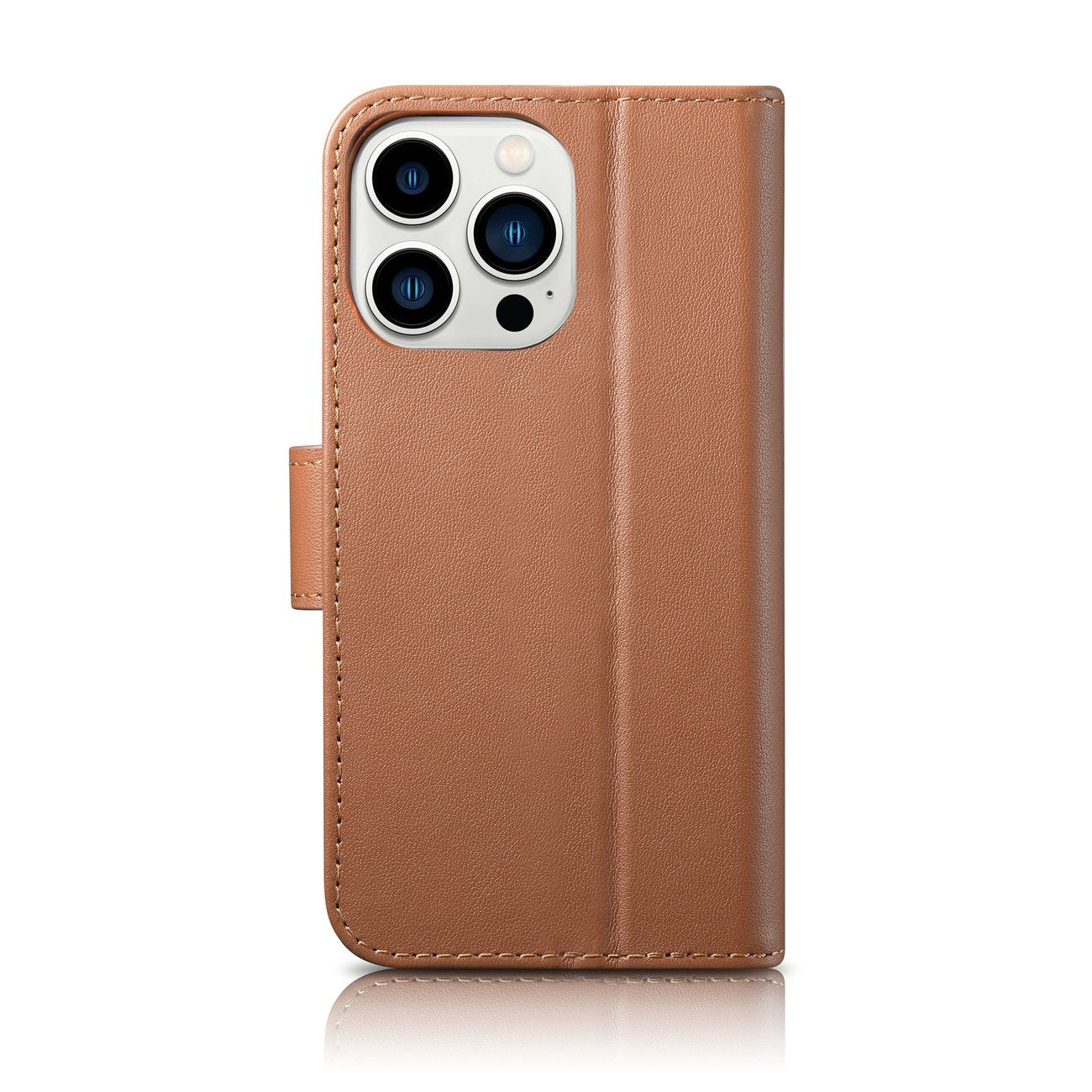 2-i-1 läderfodral med flik iPhone 14 Pro Anti-RFID Plånboksfodral brun