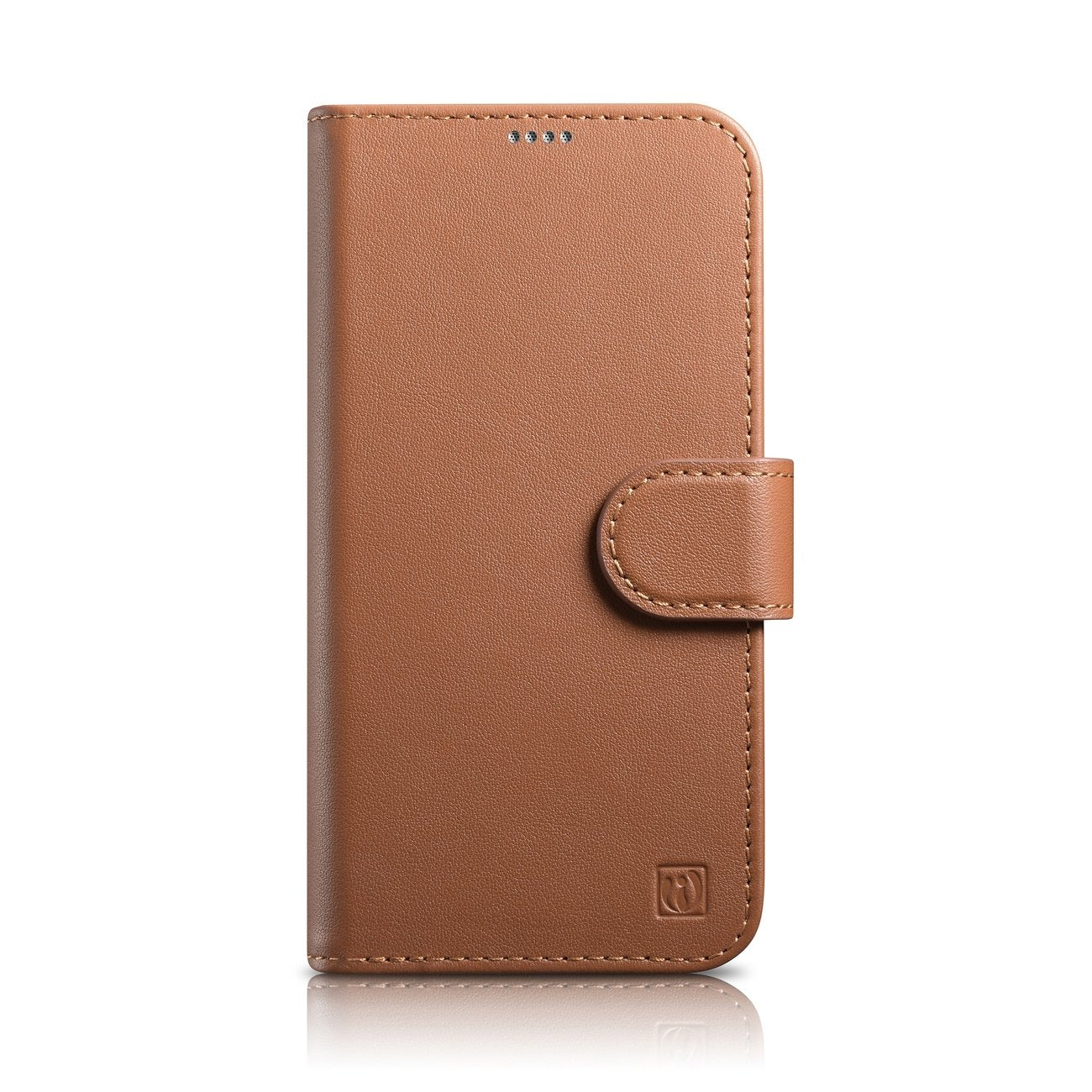 2-i-1 läderfodral med flik iPhone 14 Pro Anti-RFID Plånboksfodral brun