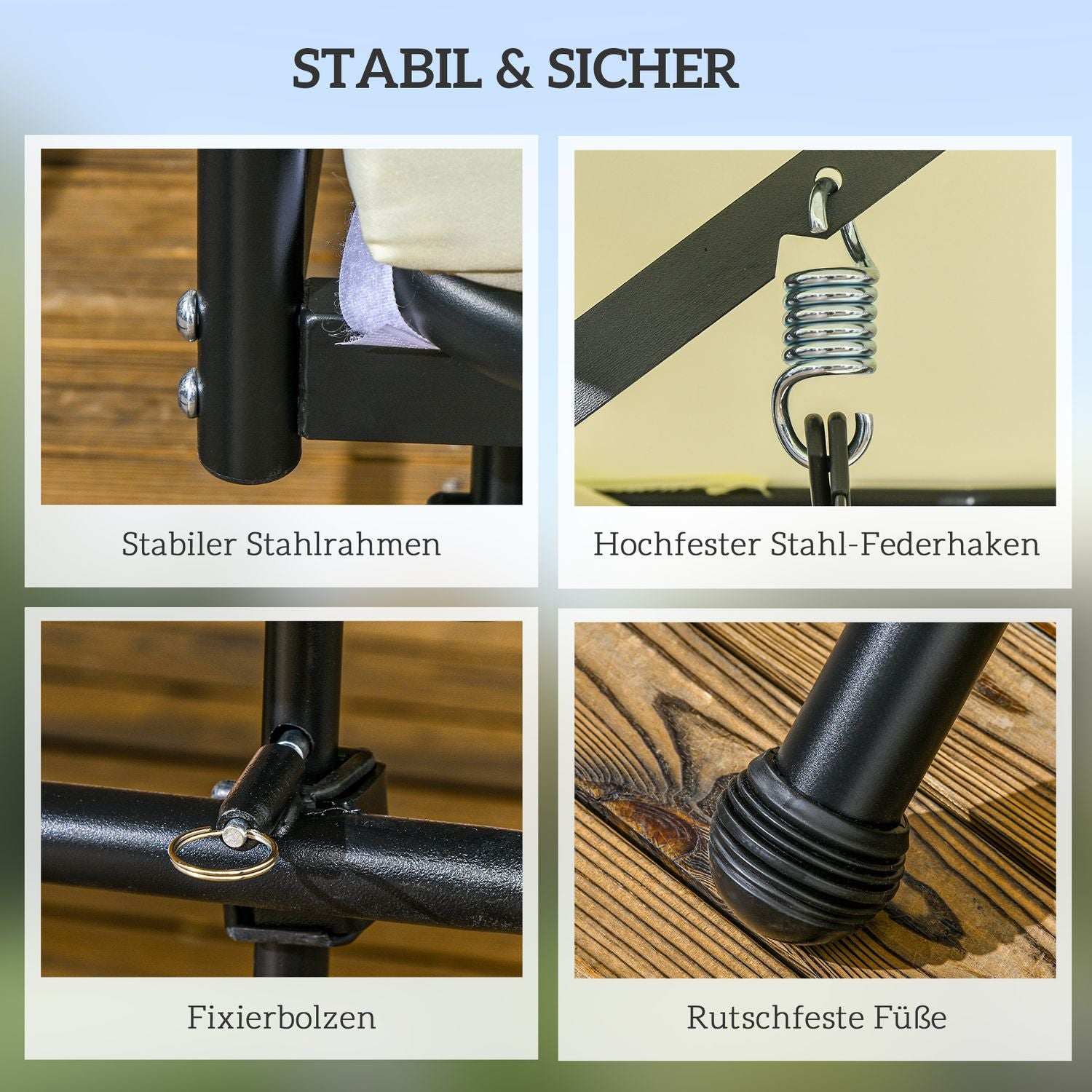 2-i-1 liggande 3-sits trädgårdsgunga, gräddvit, 240 kg belastning