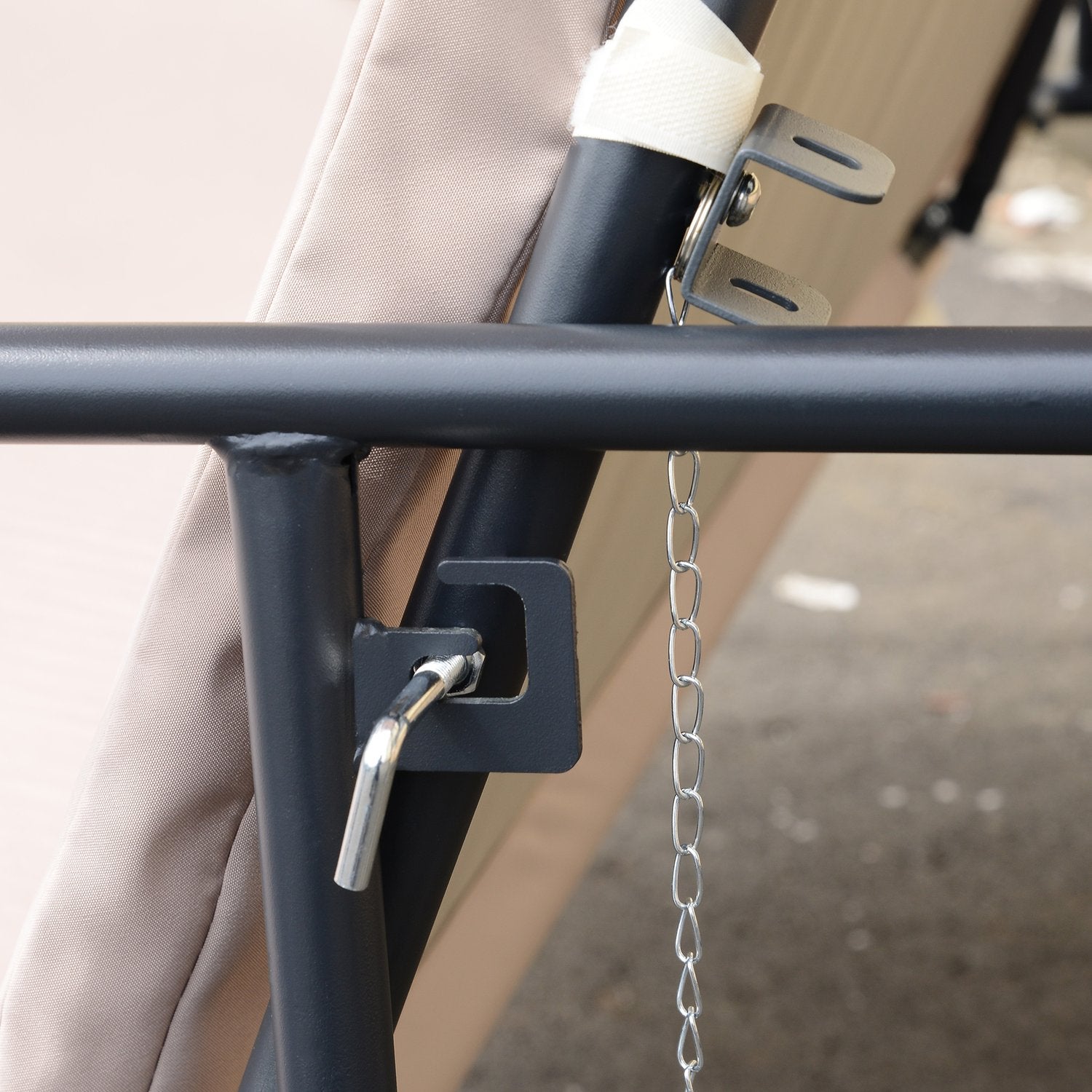 2-i-1 liggande trädgårdsgunga, 3-sits, justerbar kapell