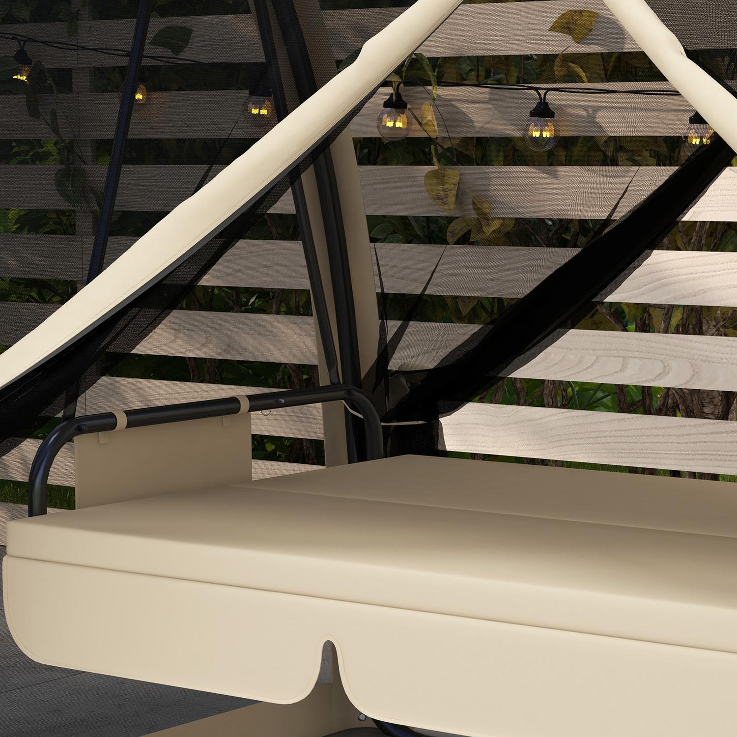 2-i-1 liggande trädgårdsgunga med kapell och myggnät