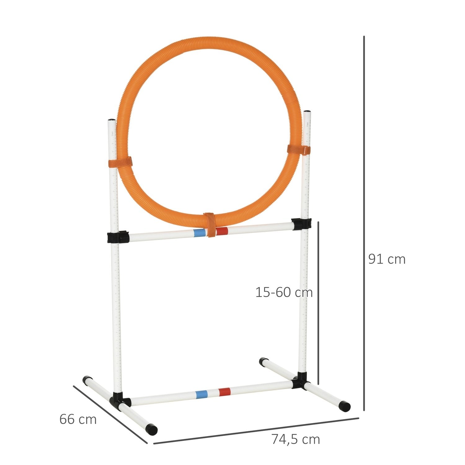 Hundträningsset Hoppring För Agilityträning, Portabel, Pe, Vit + Orange, 74,5X66X91Cm