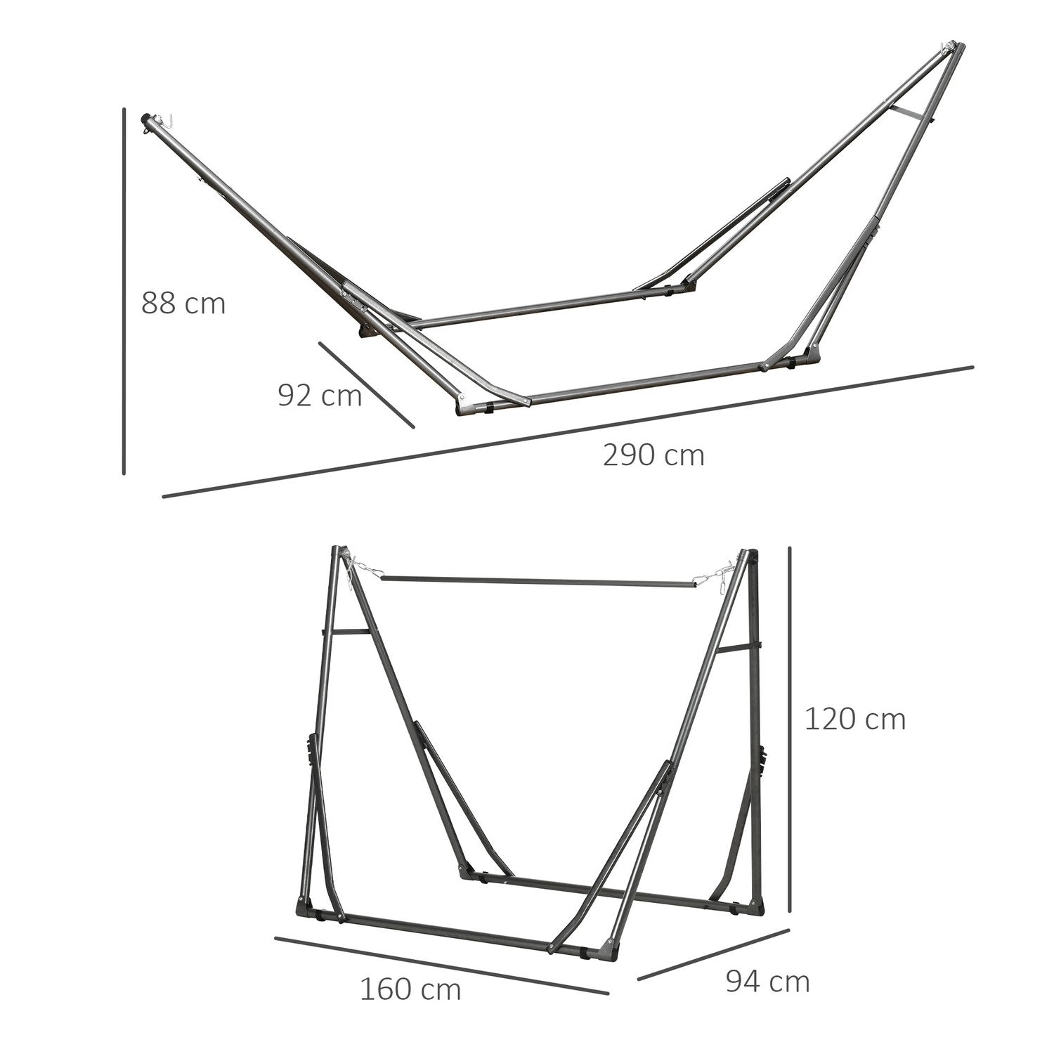 Hängmatta Ram För Hängmatta, Hopfällbart 2-I-1 Hängmatta Stativ, Klädhängare För Uteplats, Lastkapacitet Upp Till 120 Kg, 290 X 92 X 88 Cm