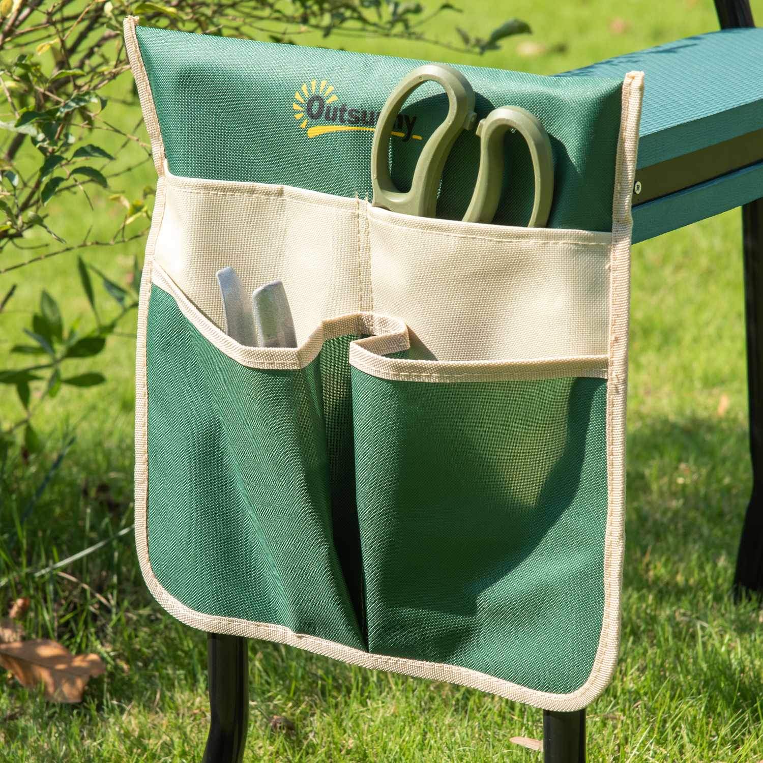 Kneeler Vikbar Trädgårdspall 2 I 1 Knästöd Med Verktygsväska Eva-Skum 58 X 28 X 49 Cm