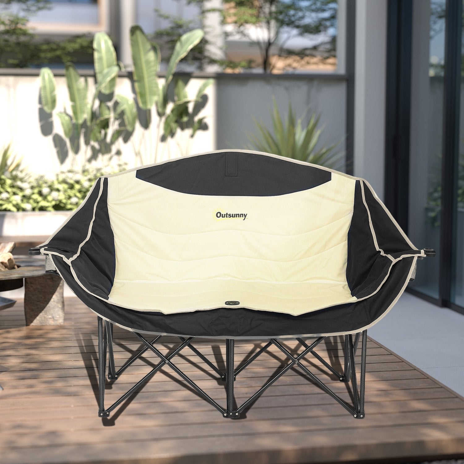 2-sits hopfällbar campingstol med mugghållare, kapacitet 250 kg