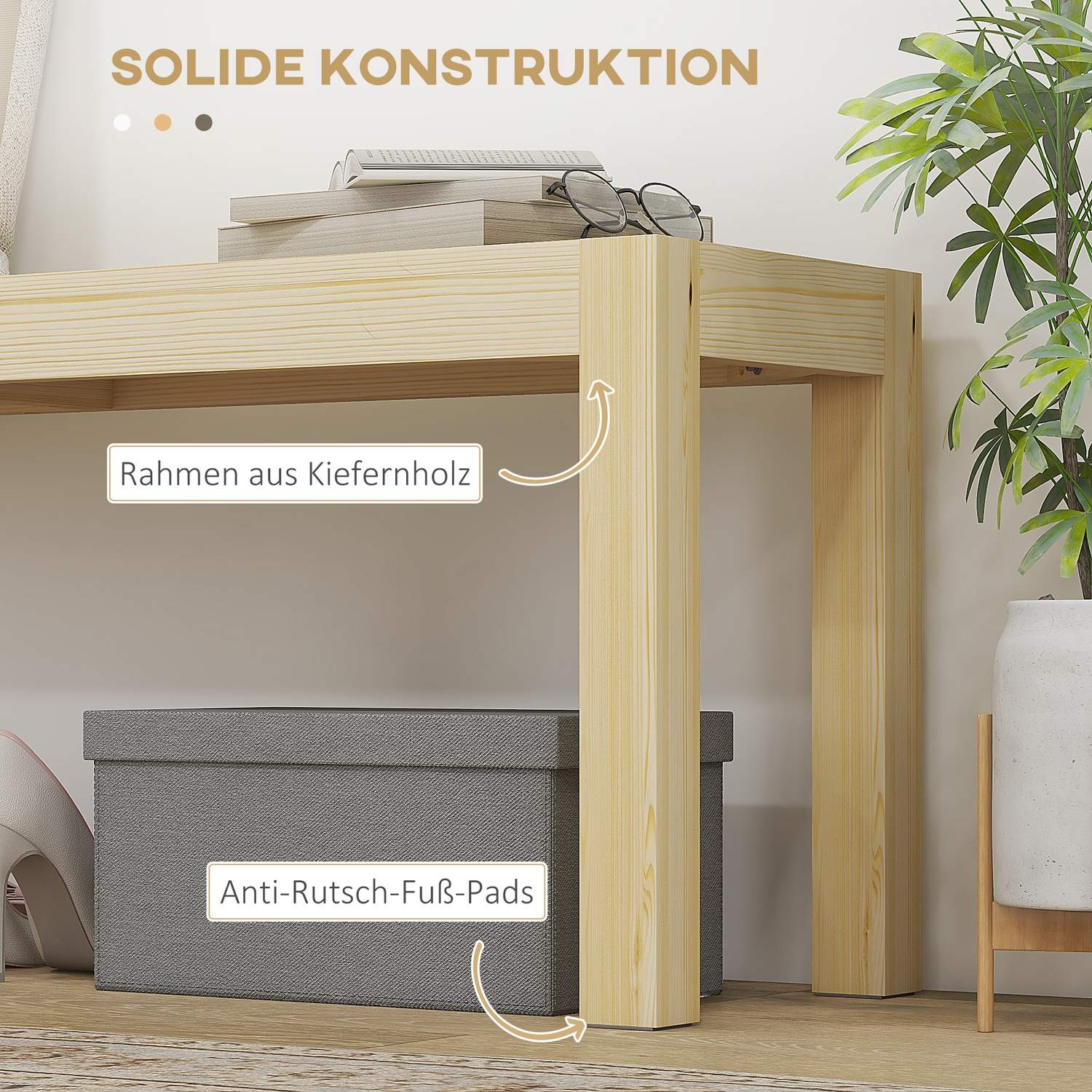 2-sits matsalsbänk i furu, 120x33x45 cm, kapacitet 240 kg