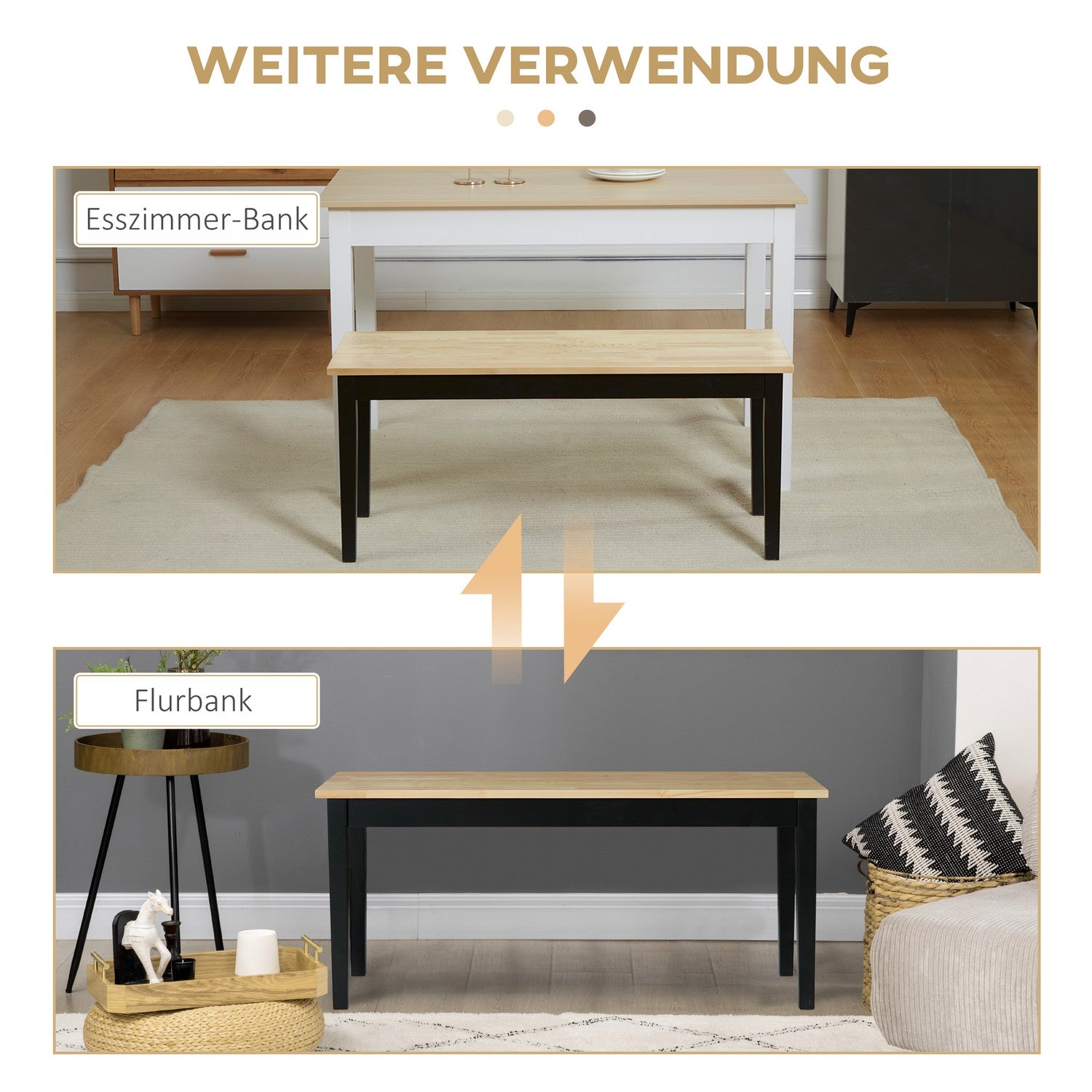 2-sits matsalsbänk i trä, furu, 102x36x45cm, kapacitet 220 kg