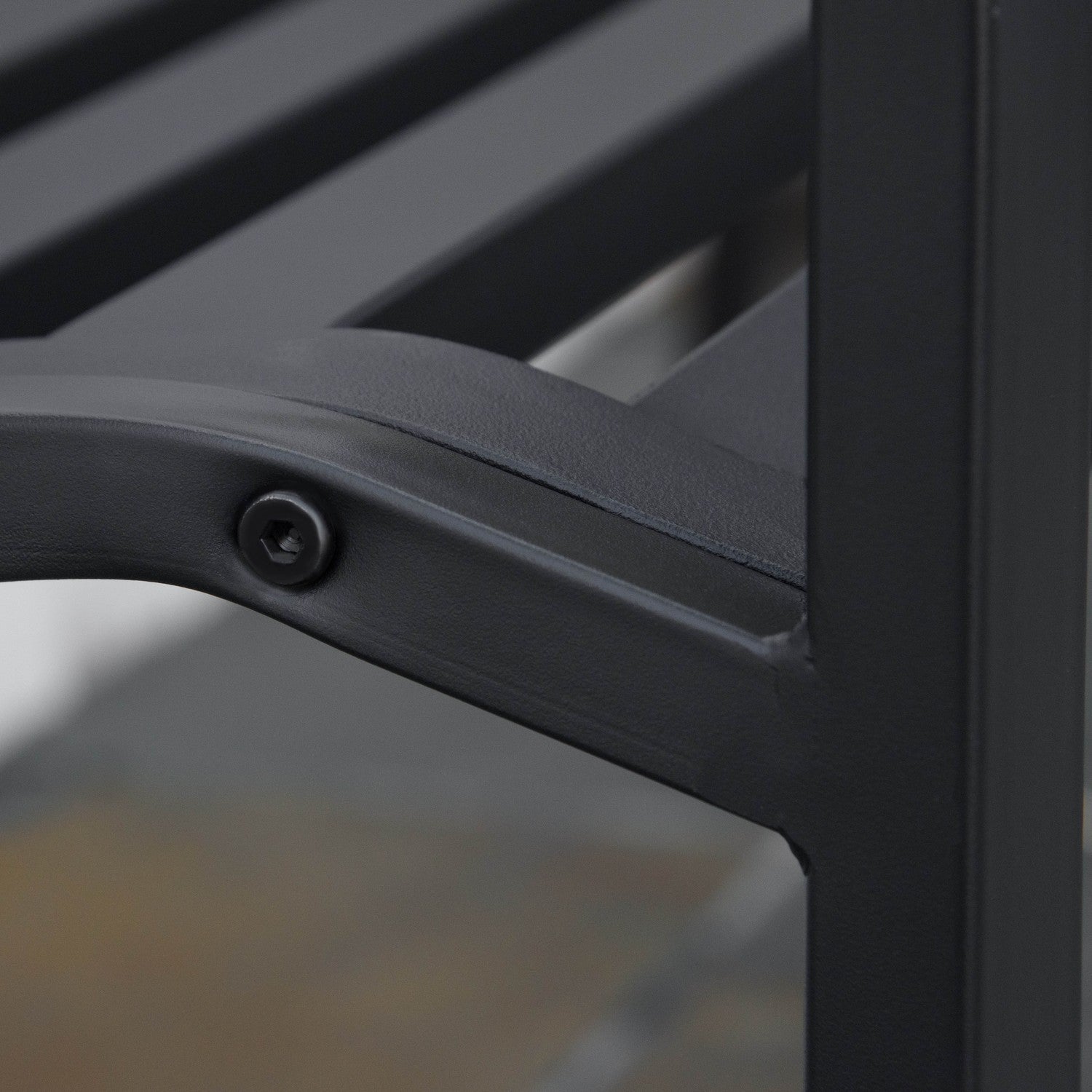 2-sits metall trädgårdsbänk, elegant svart gjutjärn